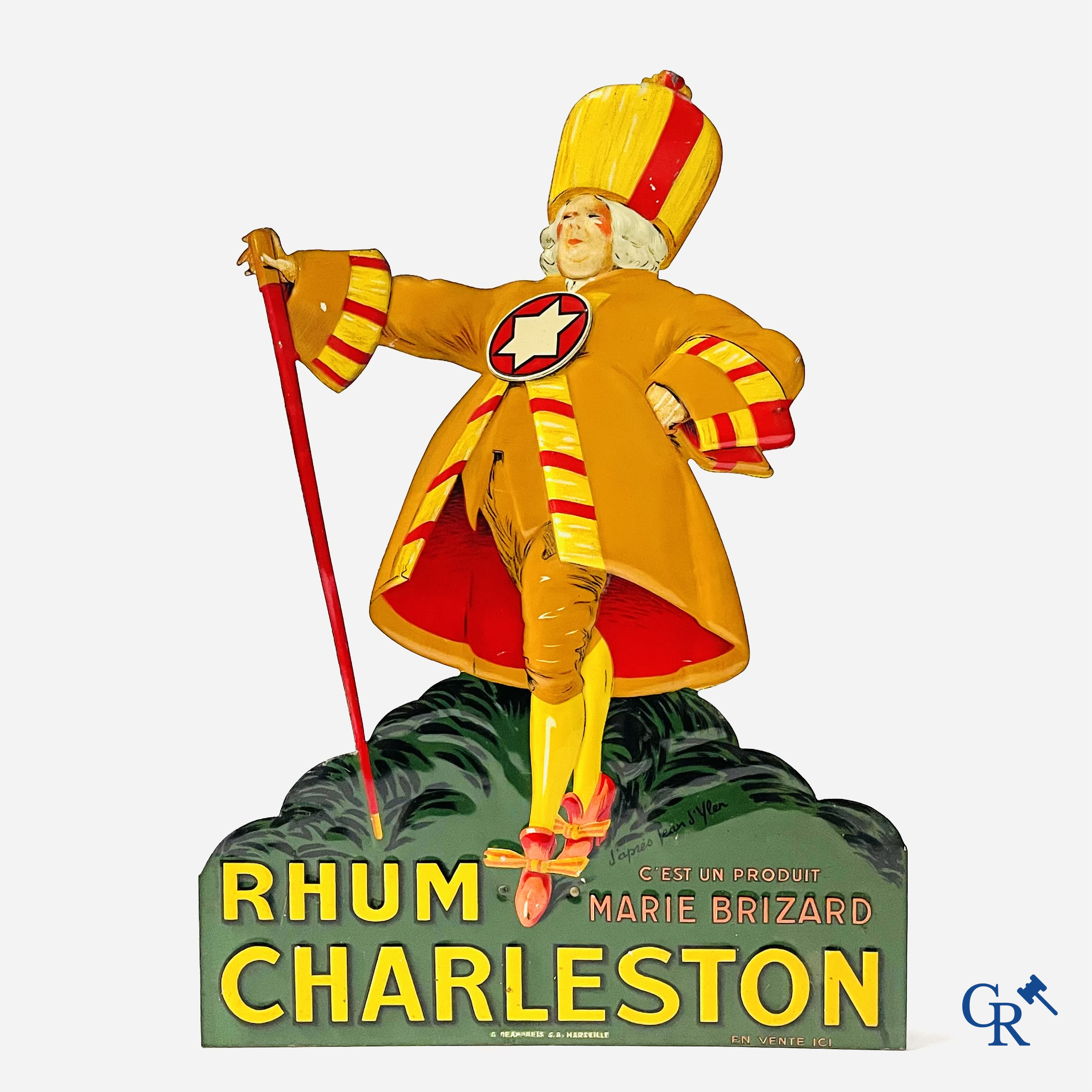 Jean D'Ylen, Publiciteit in bedrukt blik voor Rhum Charleston van Marie Brizard. Jaren '30.