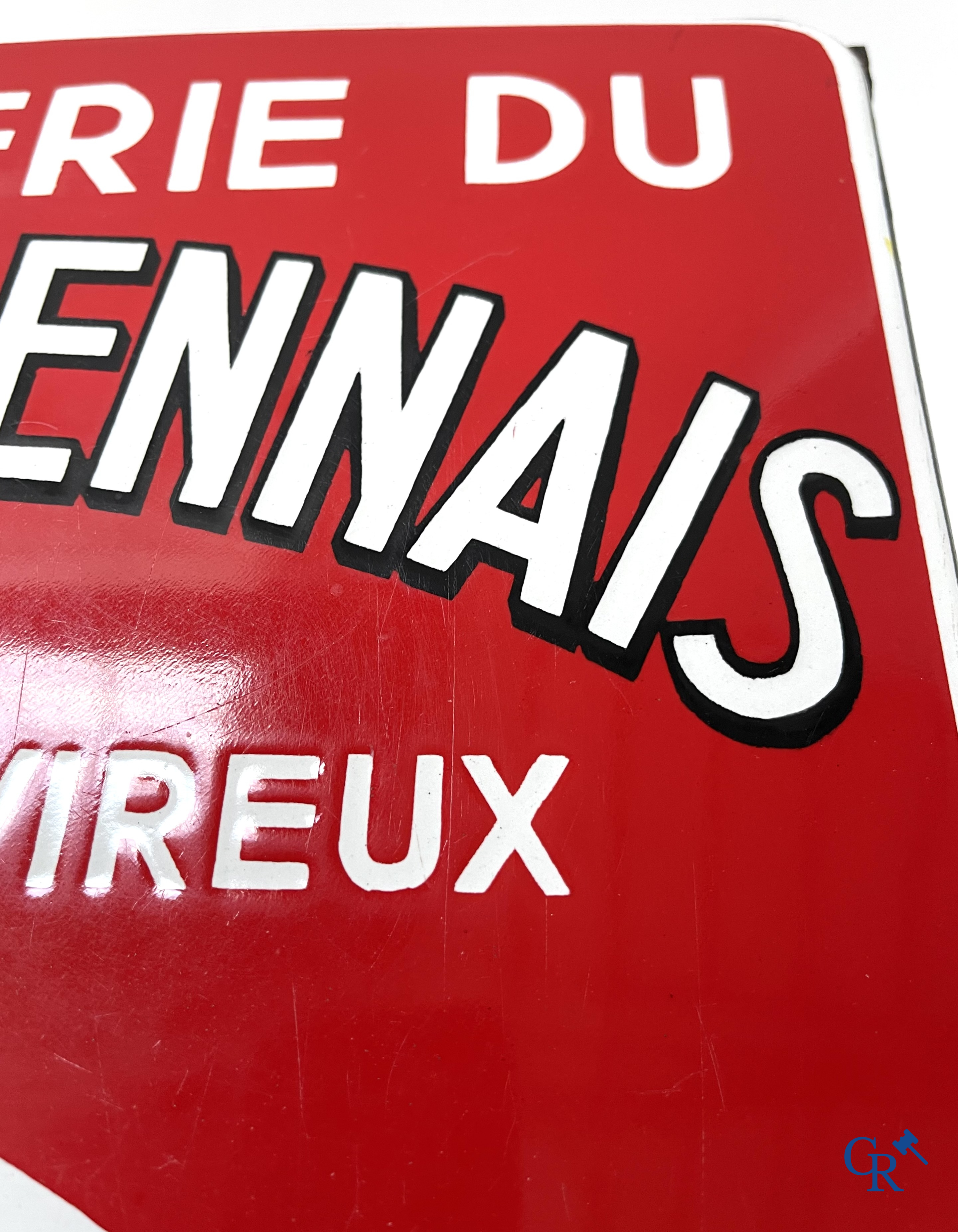 Brasserie du Coq Ardennais, Origineel reclamebord voor bieren, sodas en limonades van brasserie Ebling à Vireux.