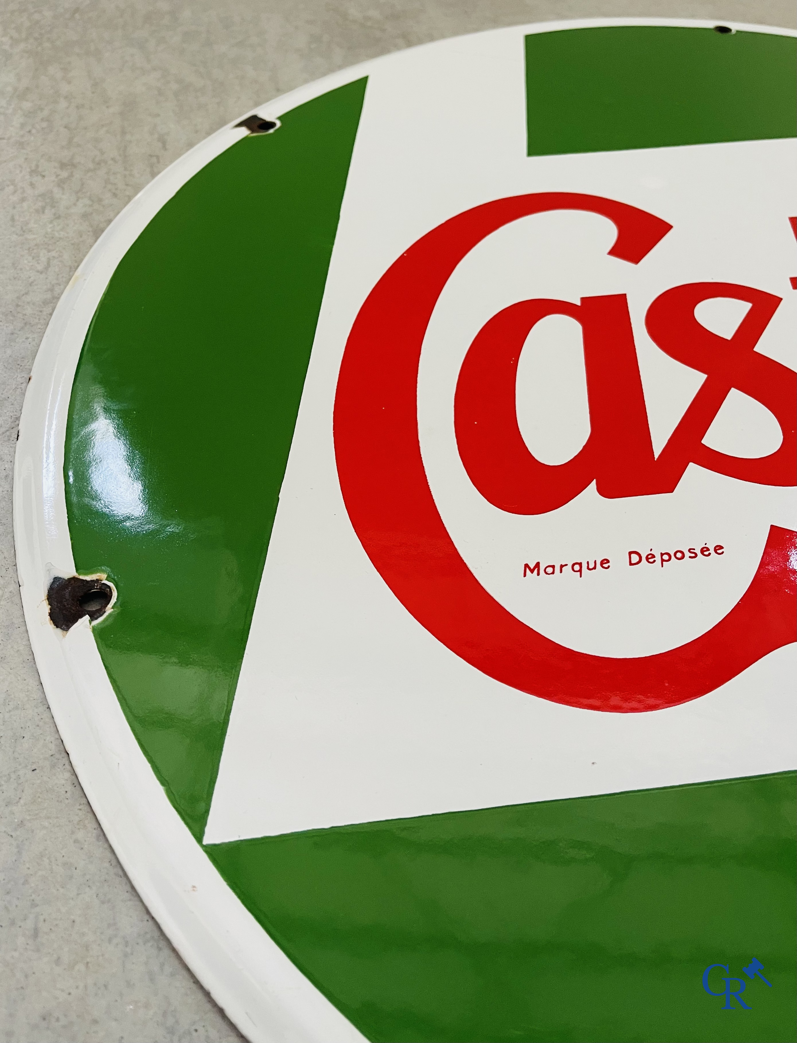 Castrol, Huile pour moteurs. Emaille reclamebord voor motorolie van Castrol. Circa 1950.