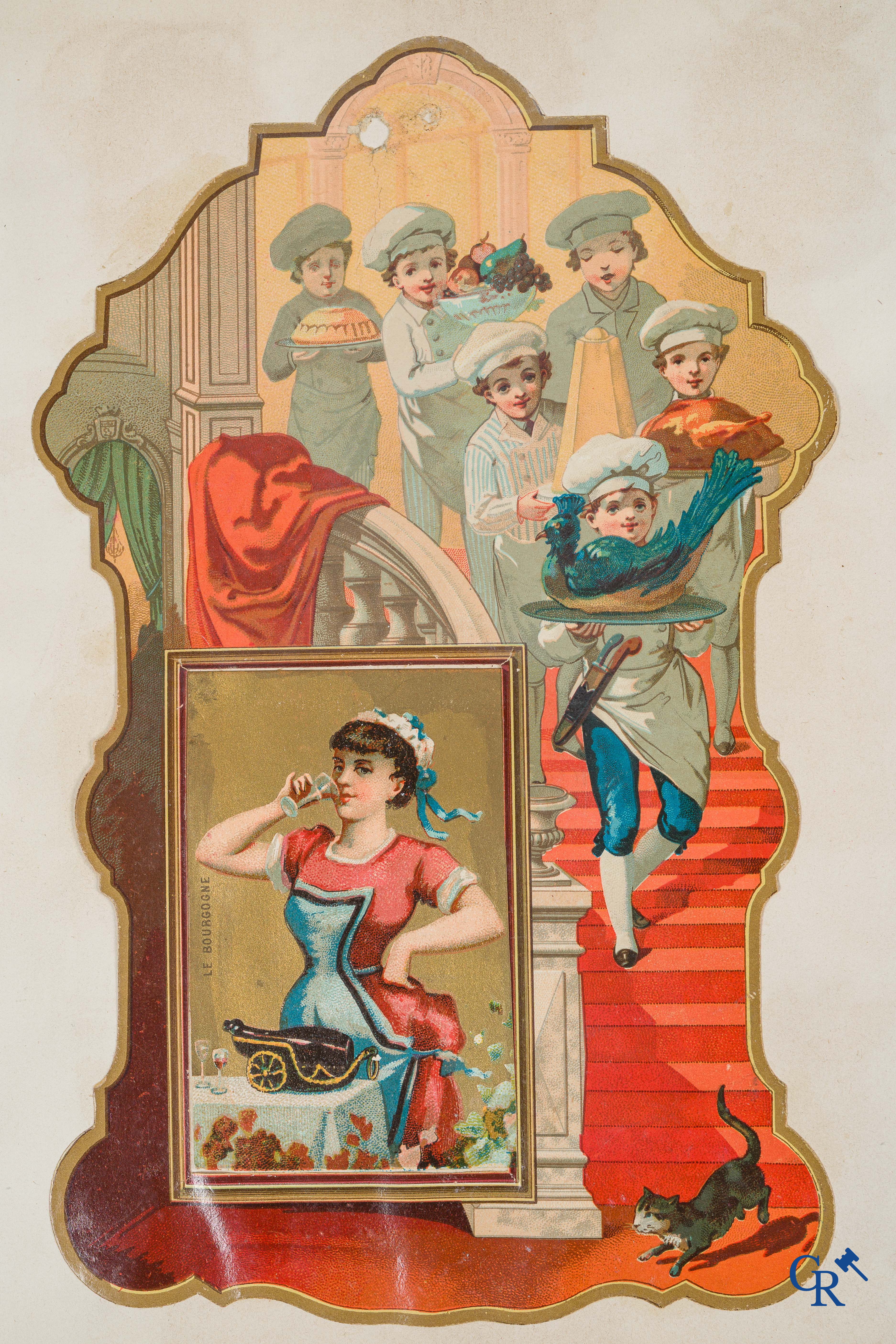 Een album met fantasie- en publiciteitskaarten. Circa 1900.
