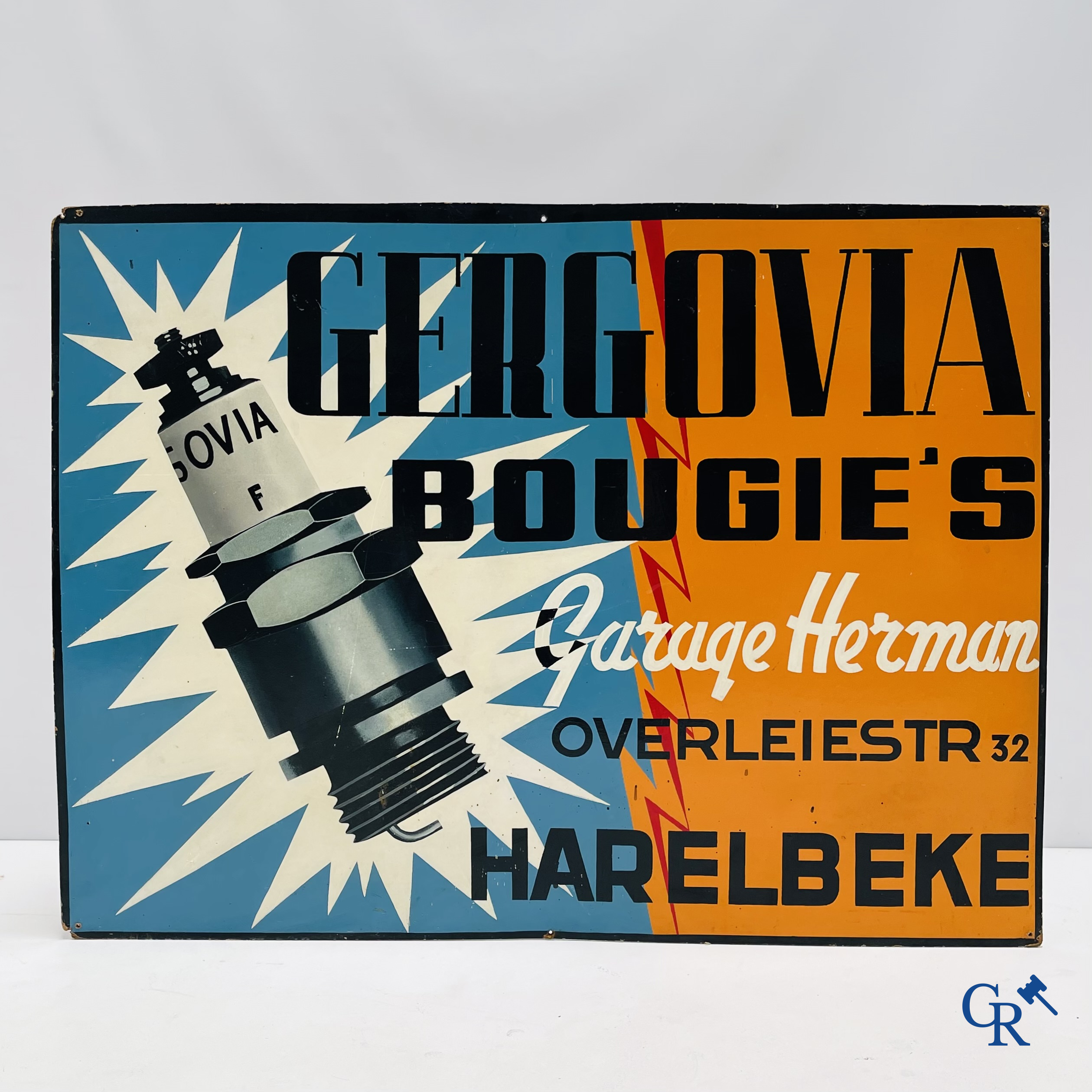 Bougies Gergovia. Large painted advertising sign on hardboard for Gergovia Bougie's. 1960's.