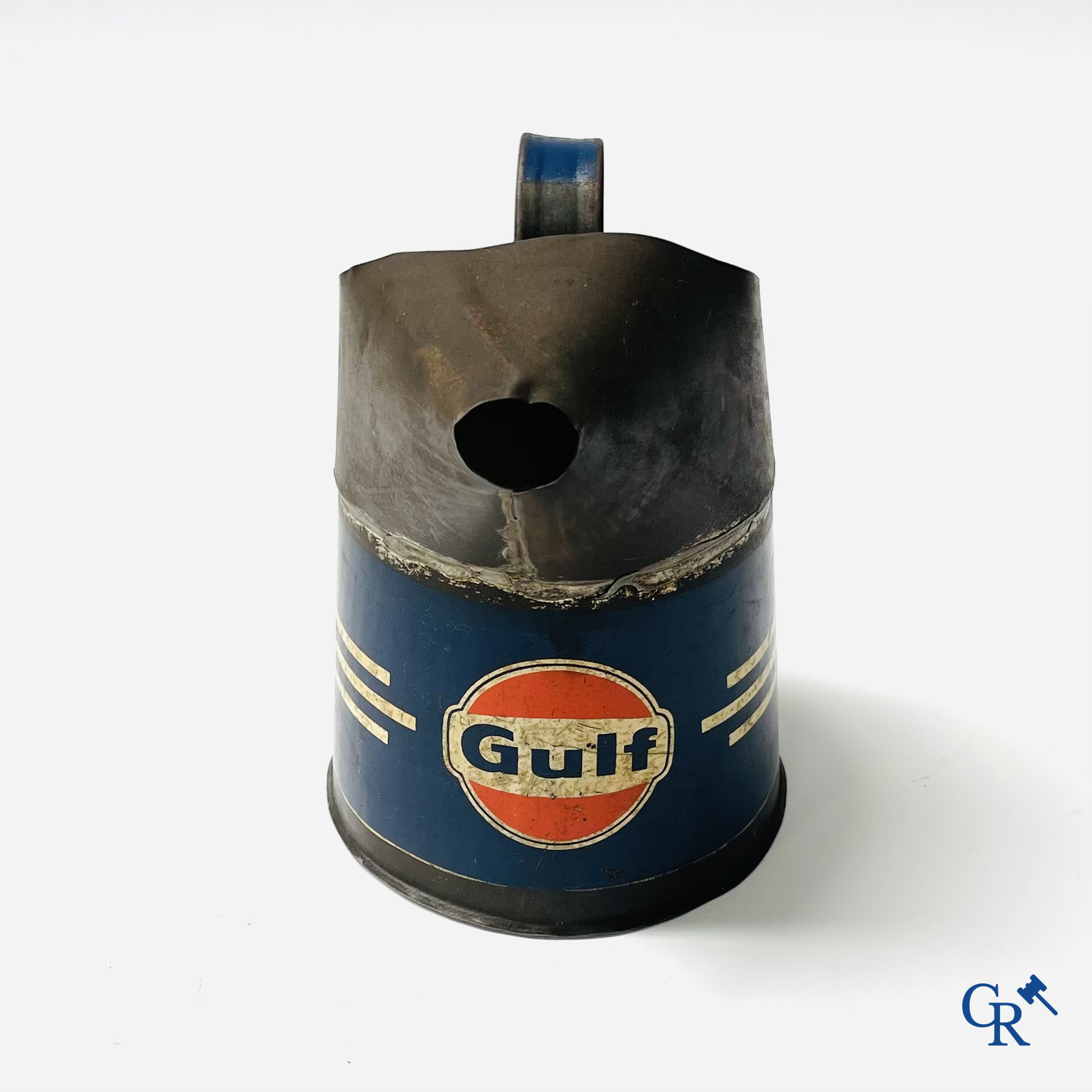 Automobilia. Gulf. Oliekan of schenkkan voor motorolie van Gulf. Jaren '40.