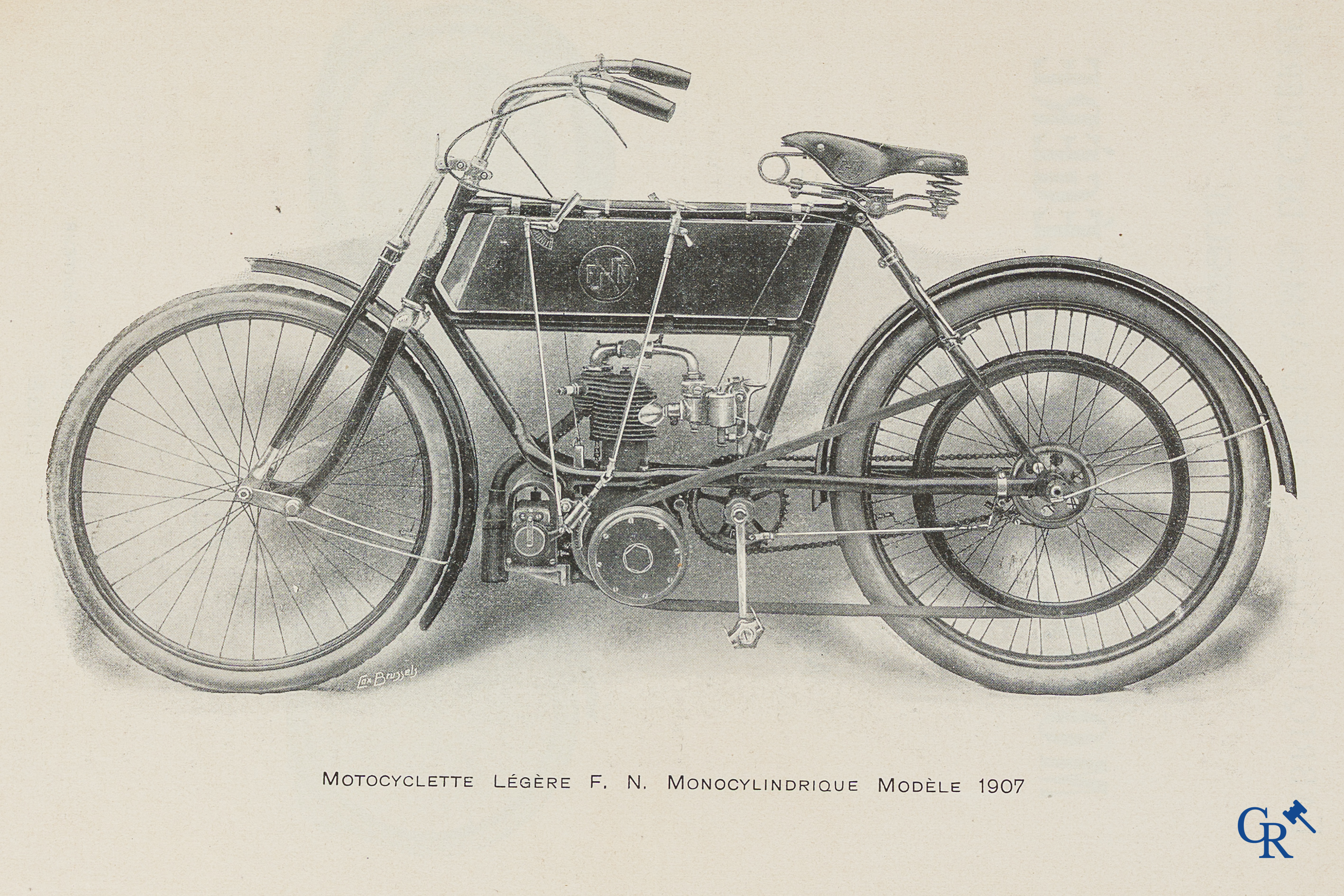 FN. Fabrique Nationale, Luik. Publiciteitsfolder voor de lichte motorfietsen F.N., één cylinder, model 1907.