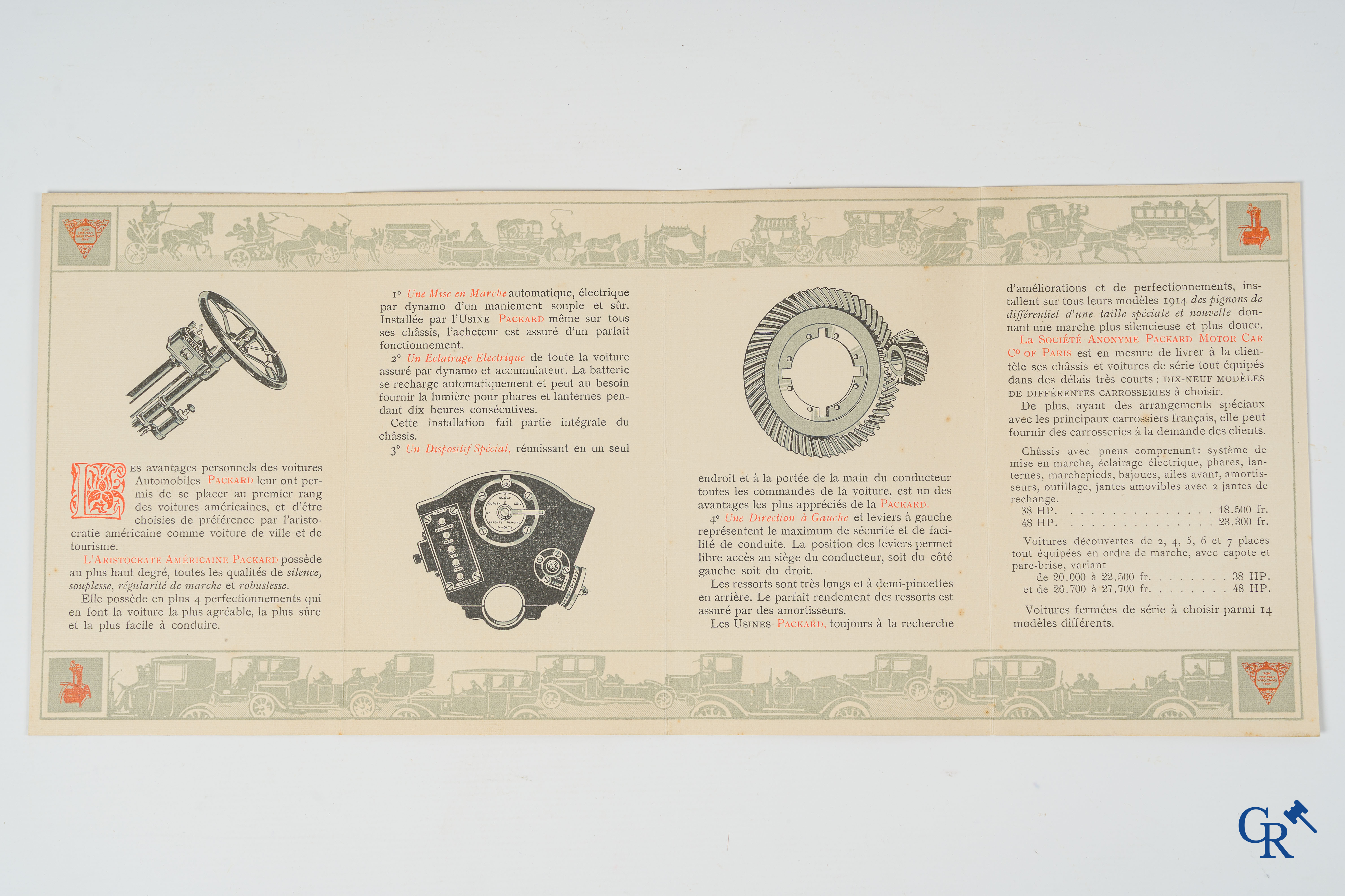Automobilia. Packard. Luxe opvouwbare publiciteitsfolder voor Packard Motor Cars, model 1914.