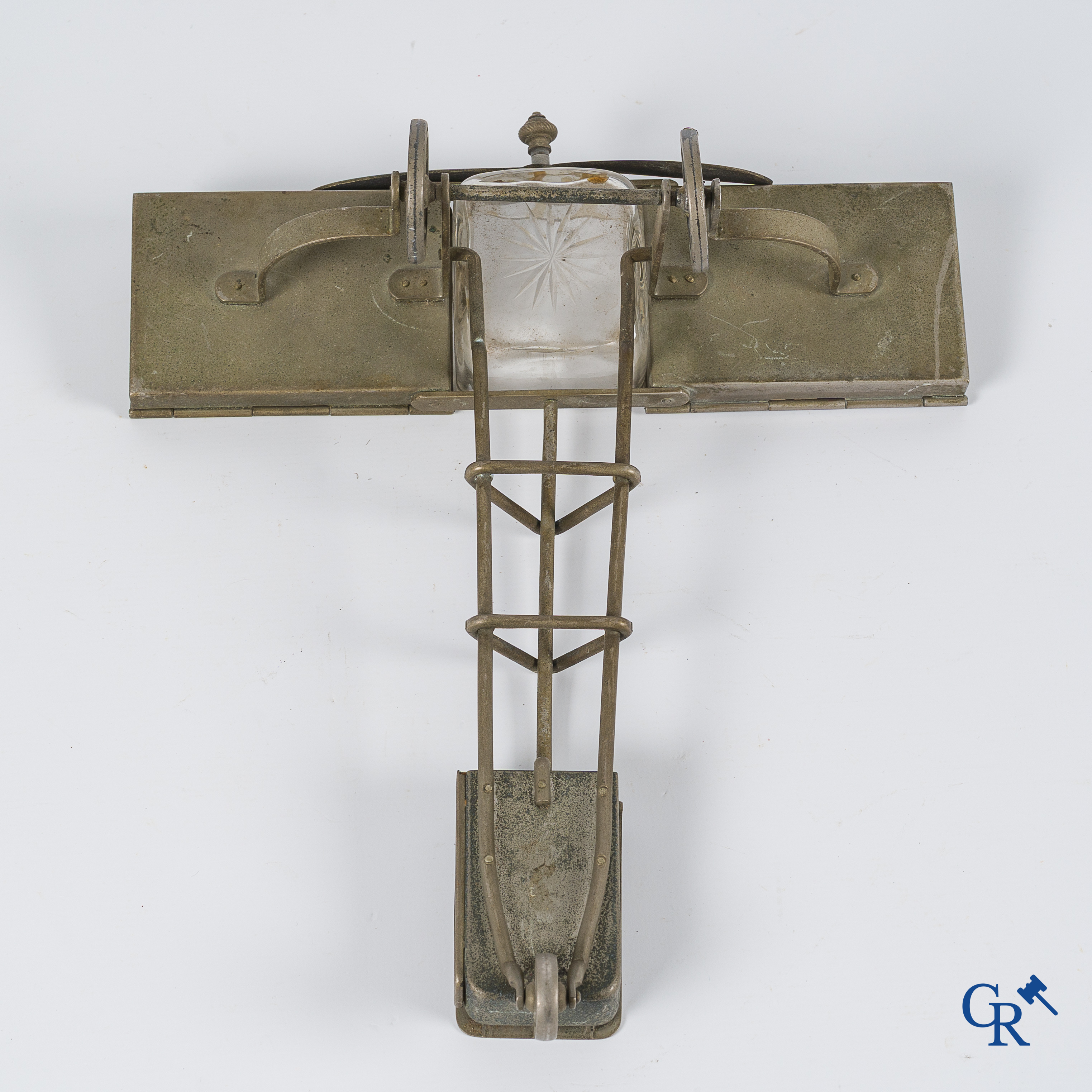Aéronautica. Monoplane, type Blériot XI. Rokersset met pyrogène. Koper, messing en kristal. Frankrijk, circa 1910-1920.