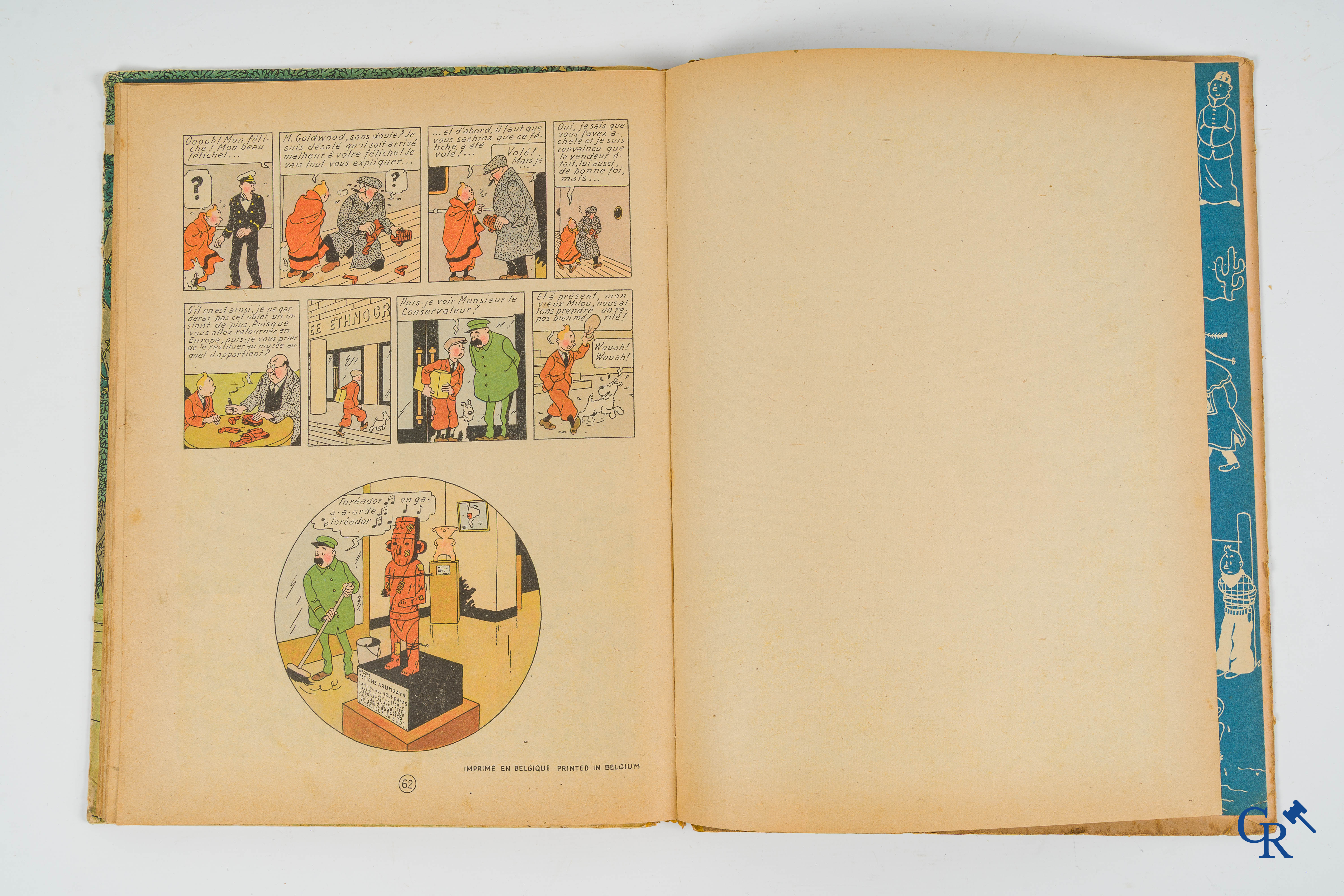 Hergé. Kuifje. Les aventures de Tintin. L'oreille cassée. Stripverhaal. Casterman. Imprimé en Belgique.