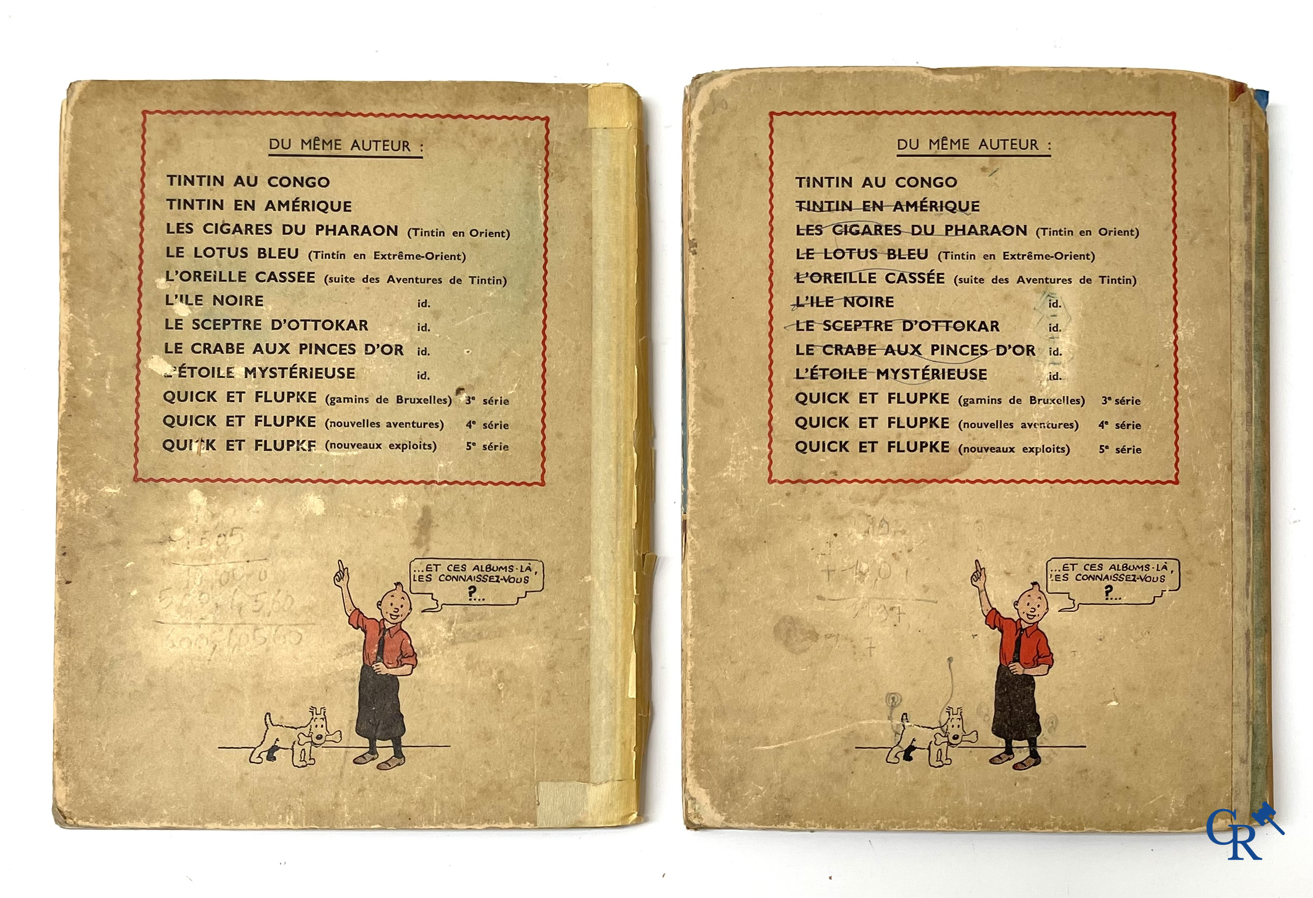 Hergé. 8 oude Kuifjes albums waaronder drukken in zwart-wit.