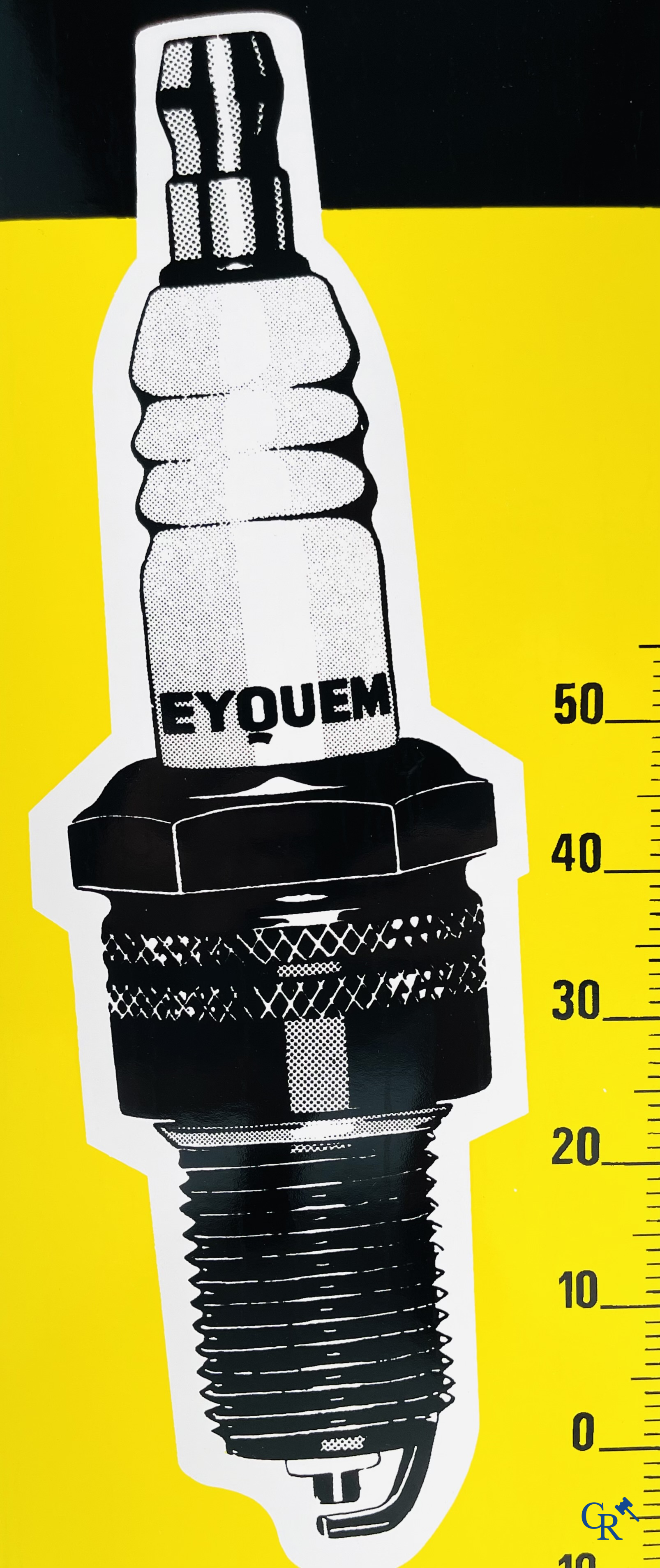 Bougies Eyquem, emaille reclamebord met ingewerkte thermometer. 60'er jaren.