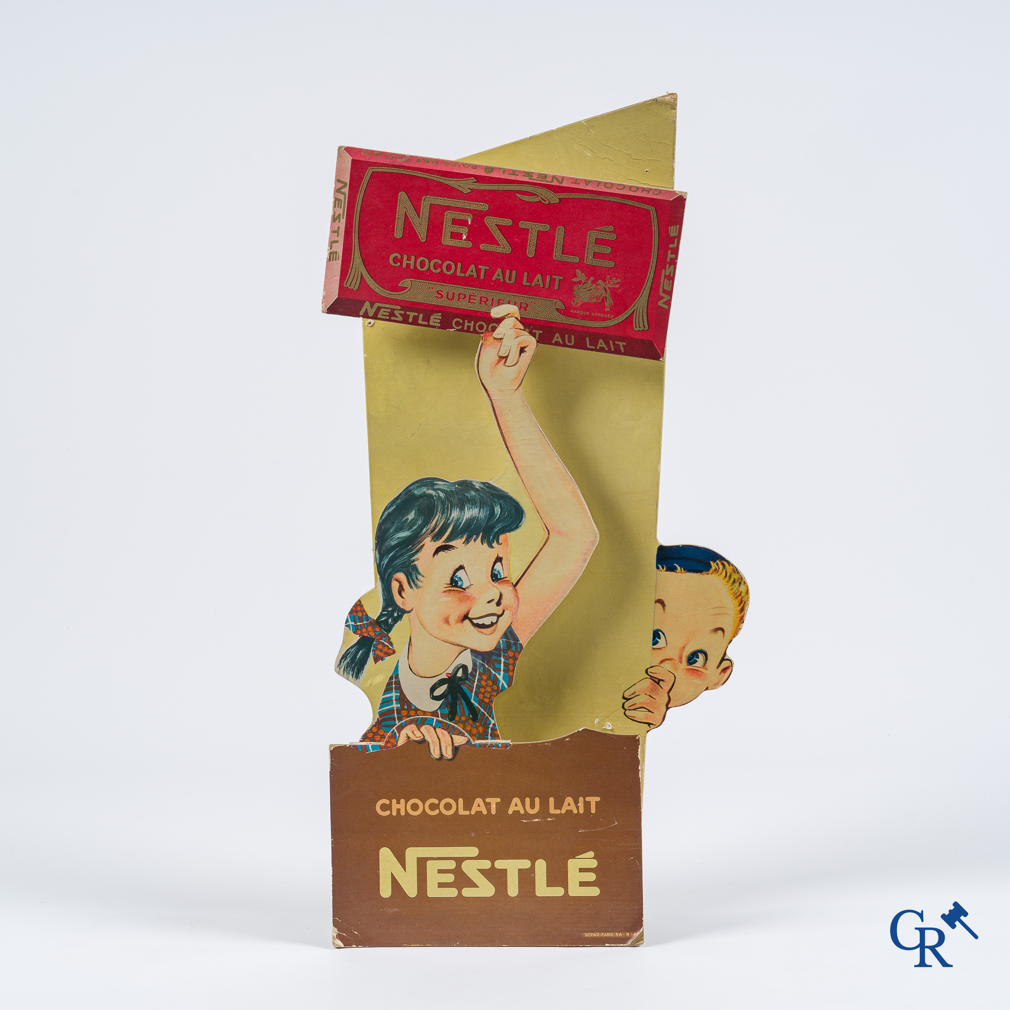Pierre Couronne (1928-2013) Nestlé. Vitrine publiciteitsbord in hard karton voor Nestlé chocolade. Jaren '50.