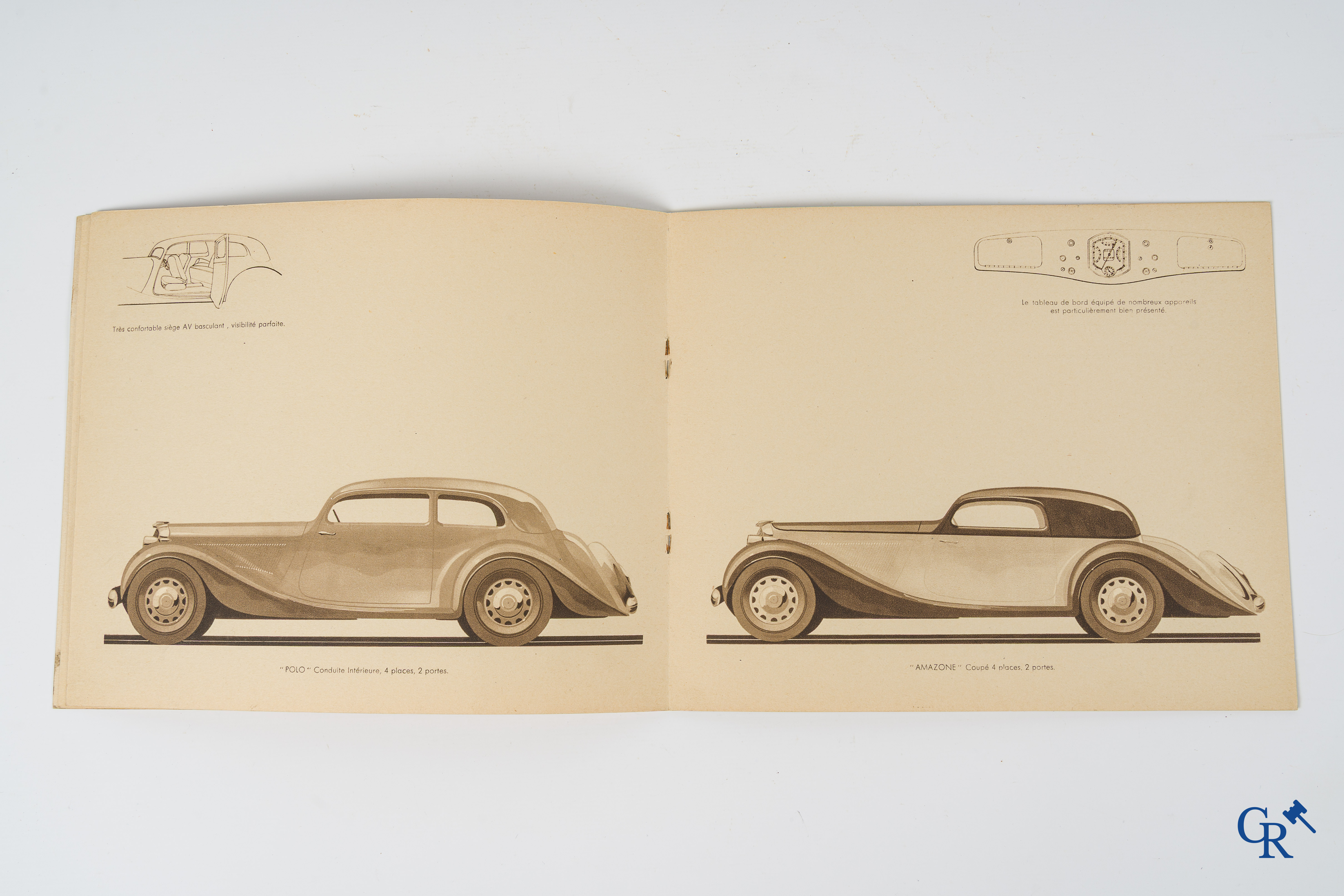 Automobilia. Géo Ham voor Amilcar. Originele publiciteitsfolder voor Amilcar, modèles Pégase. 1935-1936.