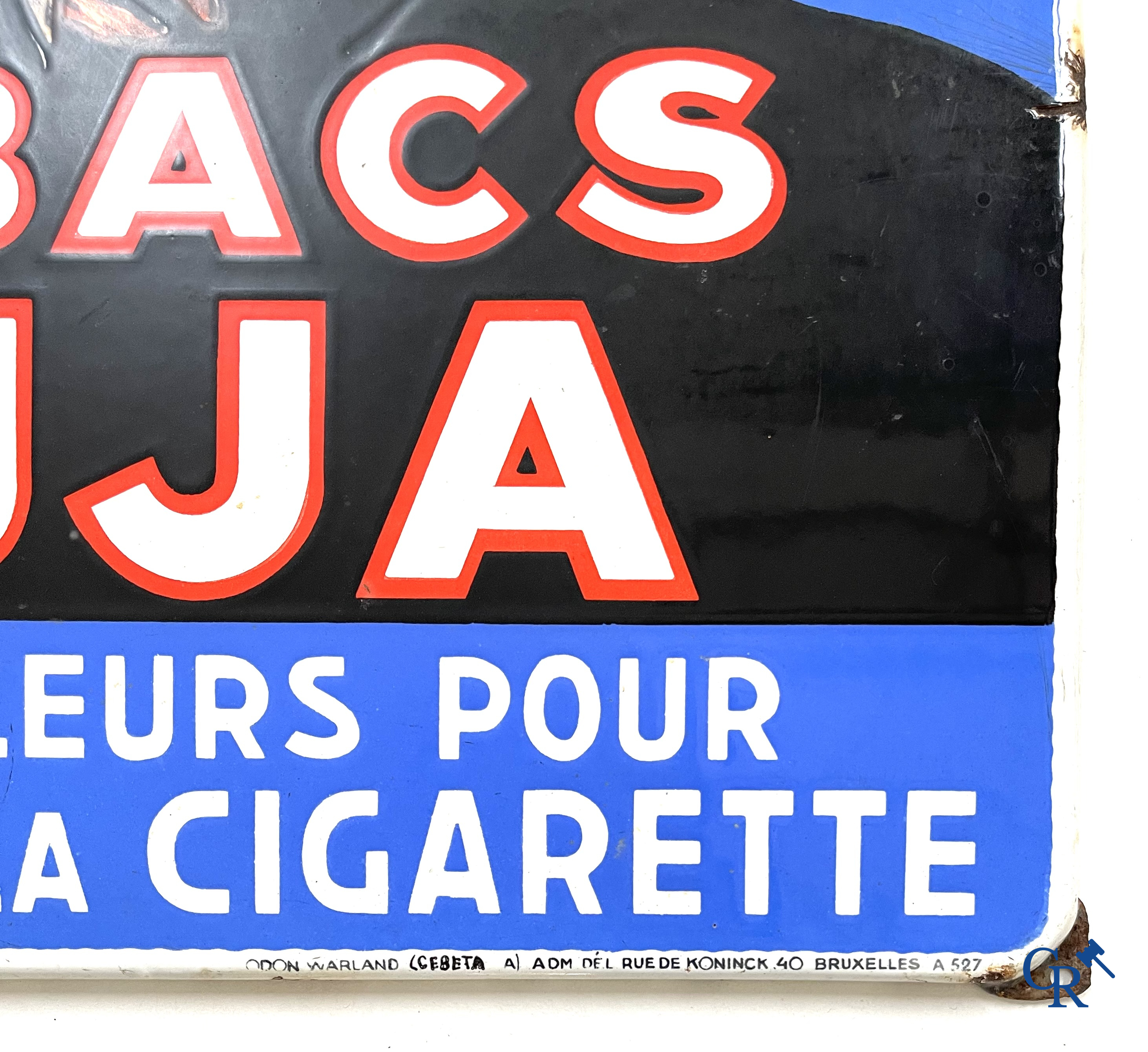 Tabacs Ajja, Emaille reclamebord voor tabaksproducten Ajja.
