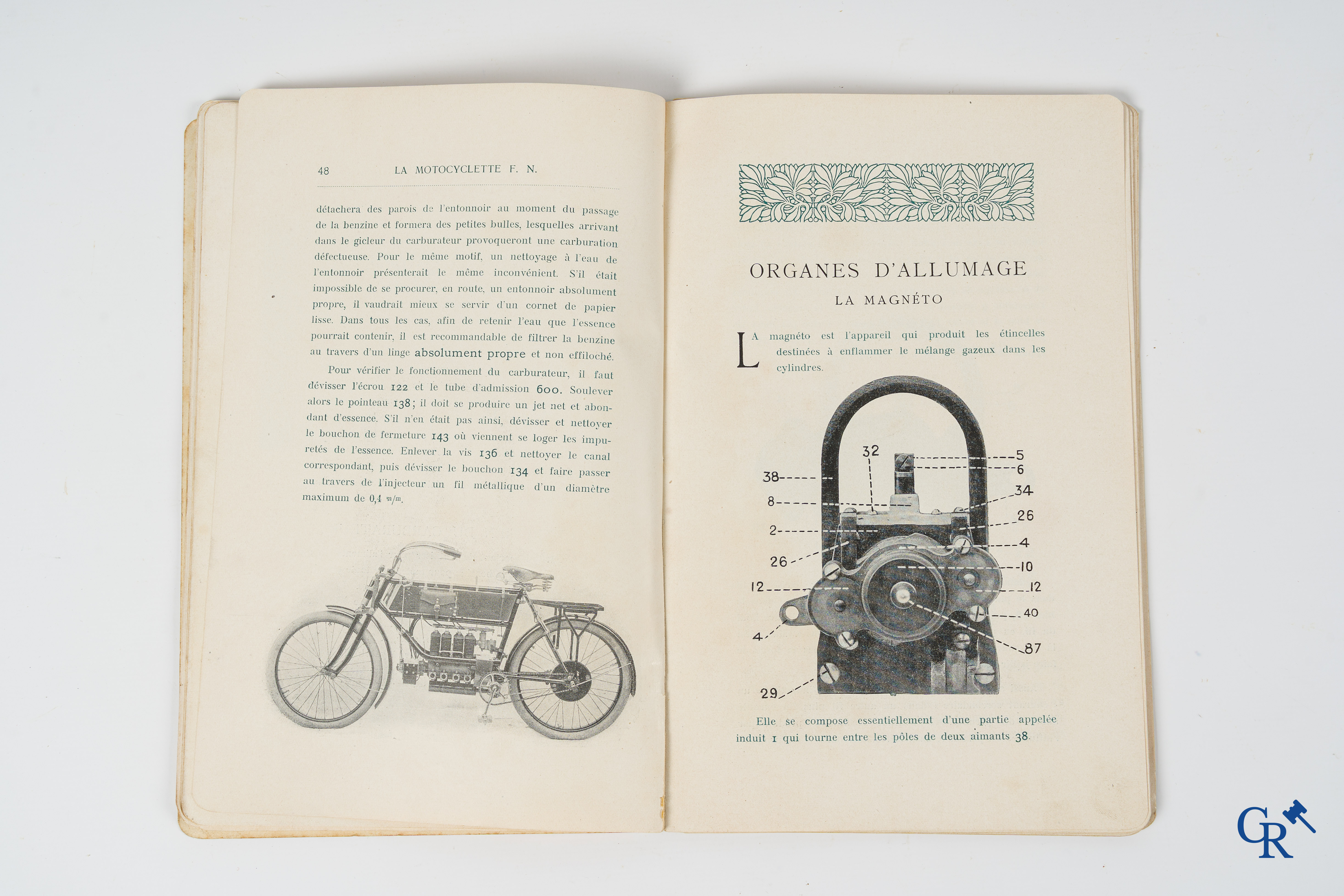 FN. Fabrique Nationale, Herstal-Luik. Originele onderhoudsboek voor de 4 cylinder motorfiets F.N., model 1907.