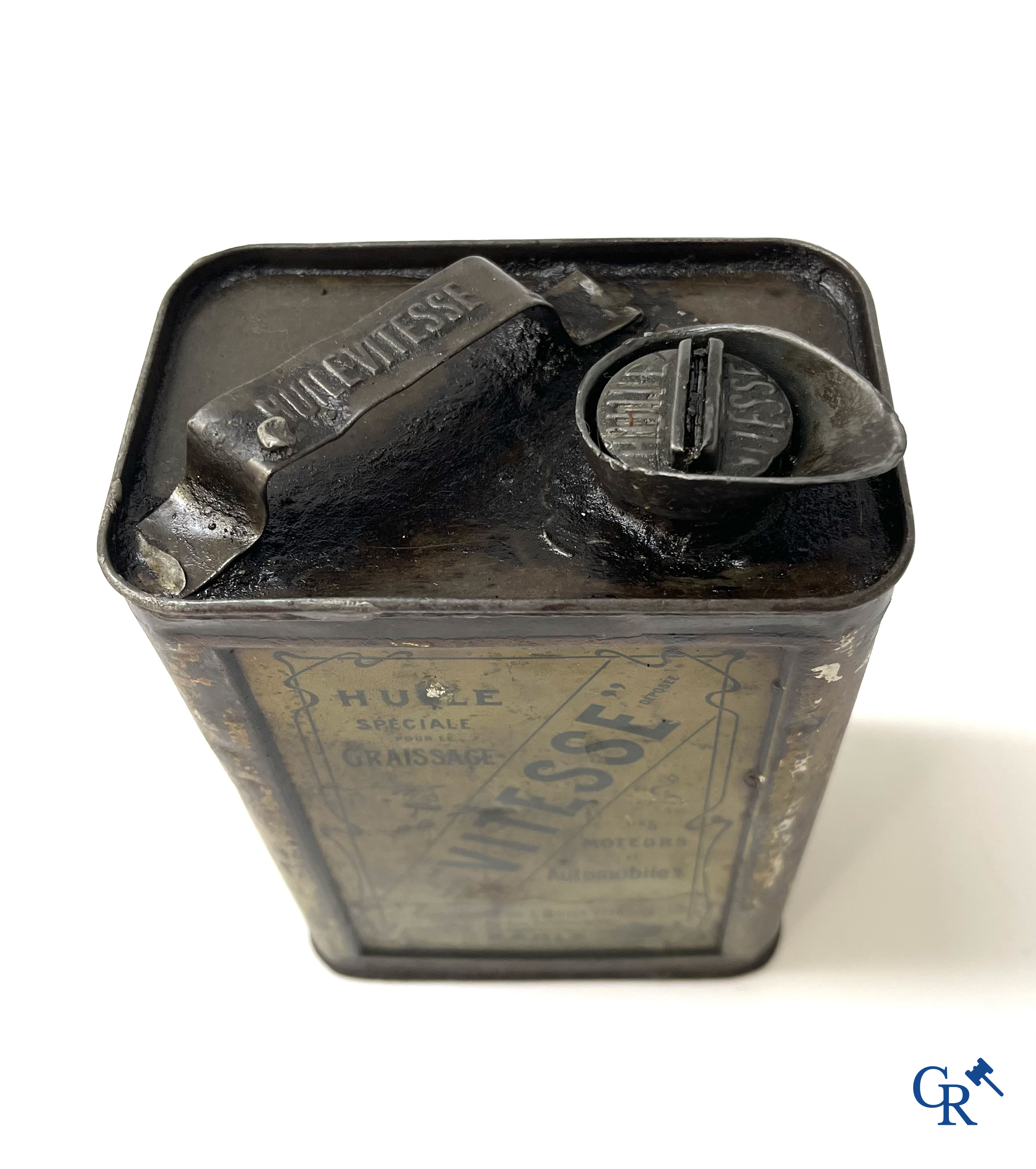 Automobilia. 3 vroege olieblikken voor motorolie. Huile Renault, Huile CIP Motrix, Huile Vitesse. Circa 1920.