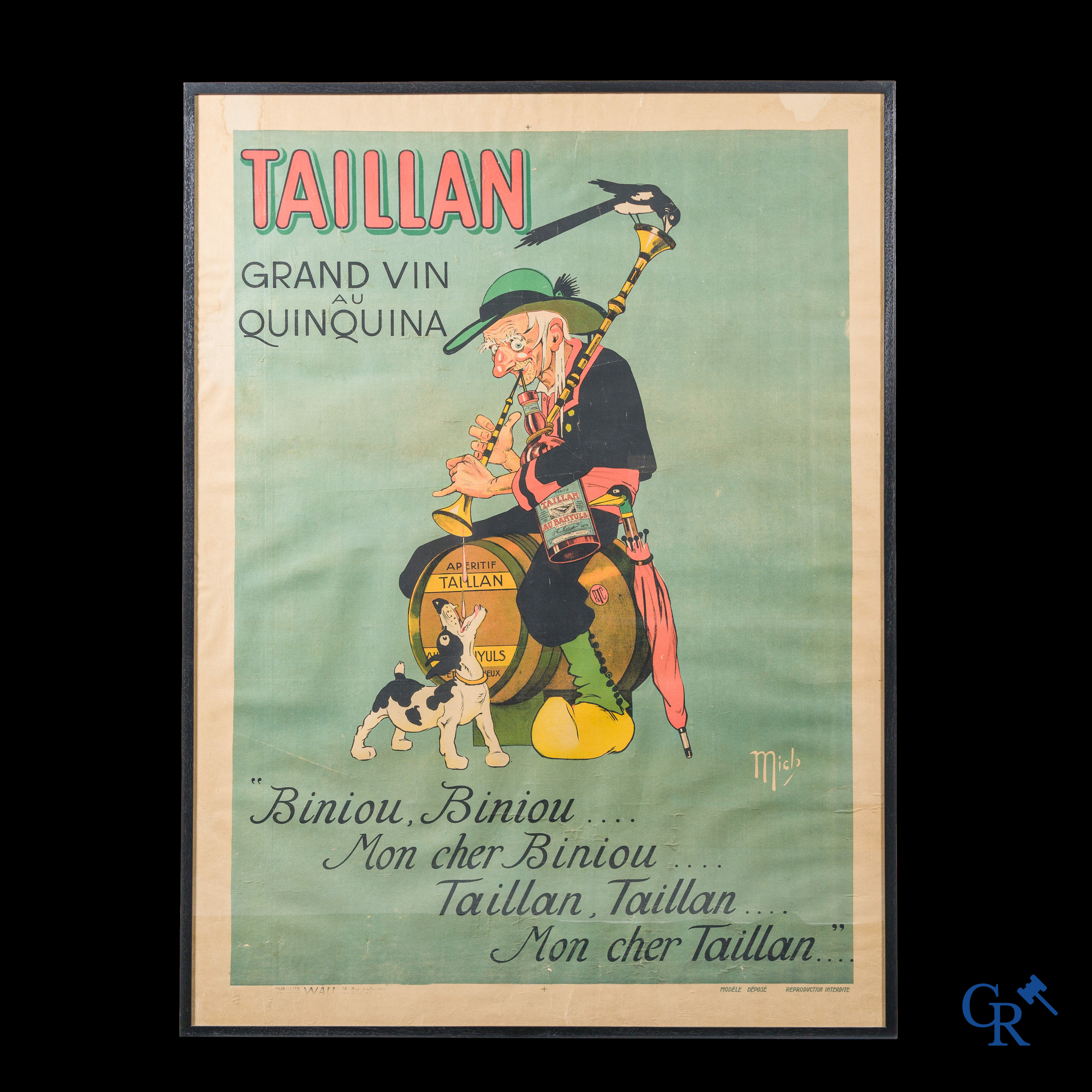 Mich (Jean-Marie Michel Liébeaux - Franse reclameontwerper) Taillan Grand vin au Quinquina. Publiciteitsaffiche.