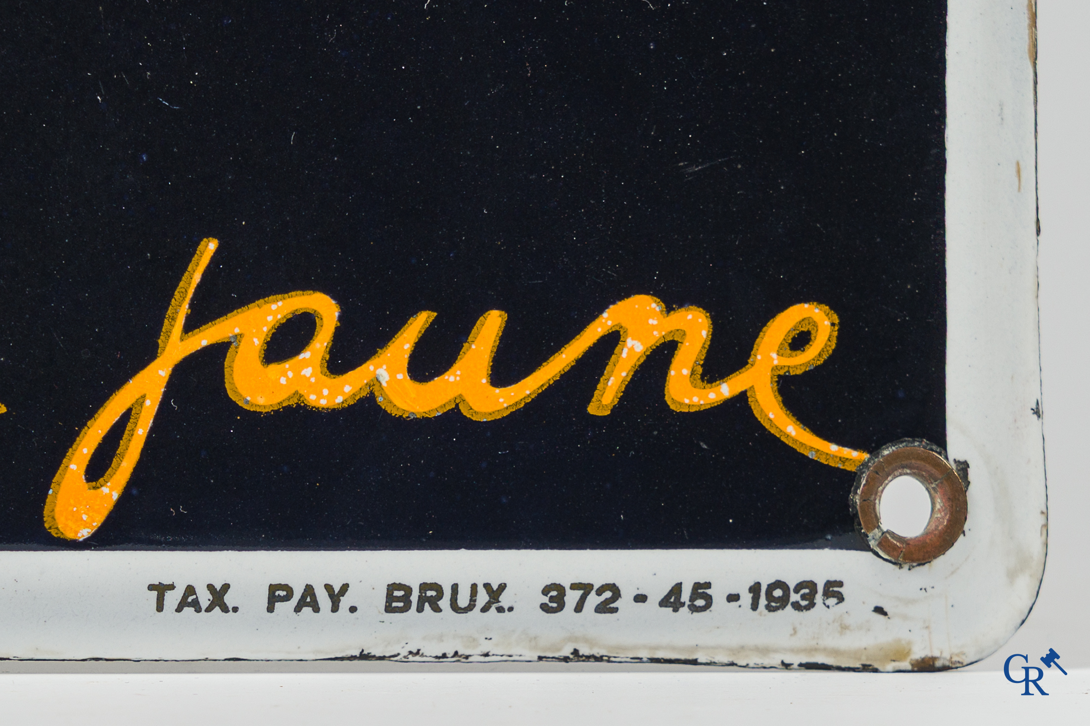 Philips Super Duplolux. Emaille reclamebord voor autokoplampen van Philips. Emaillerie Koekelberg 1935.