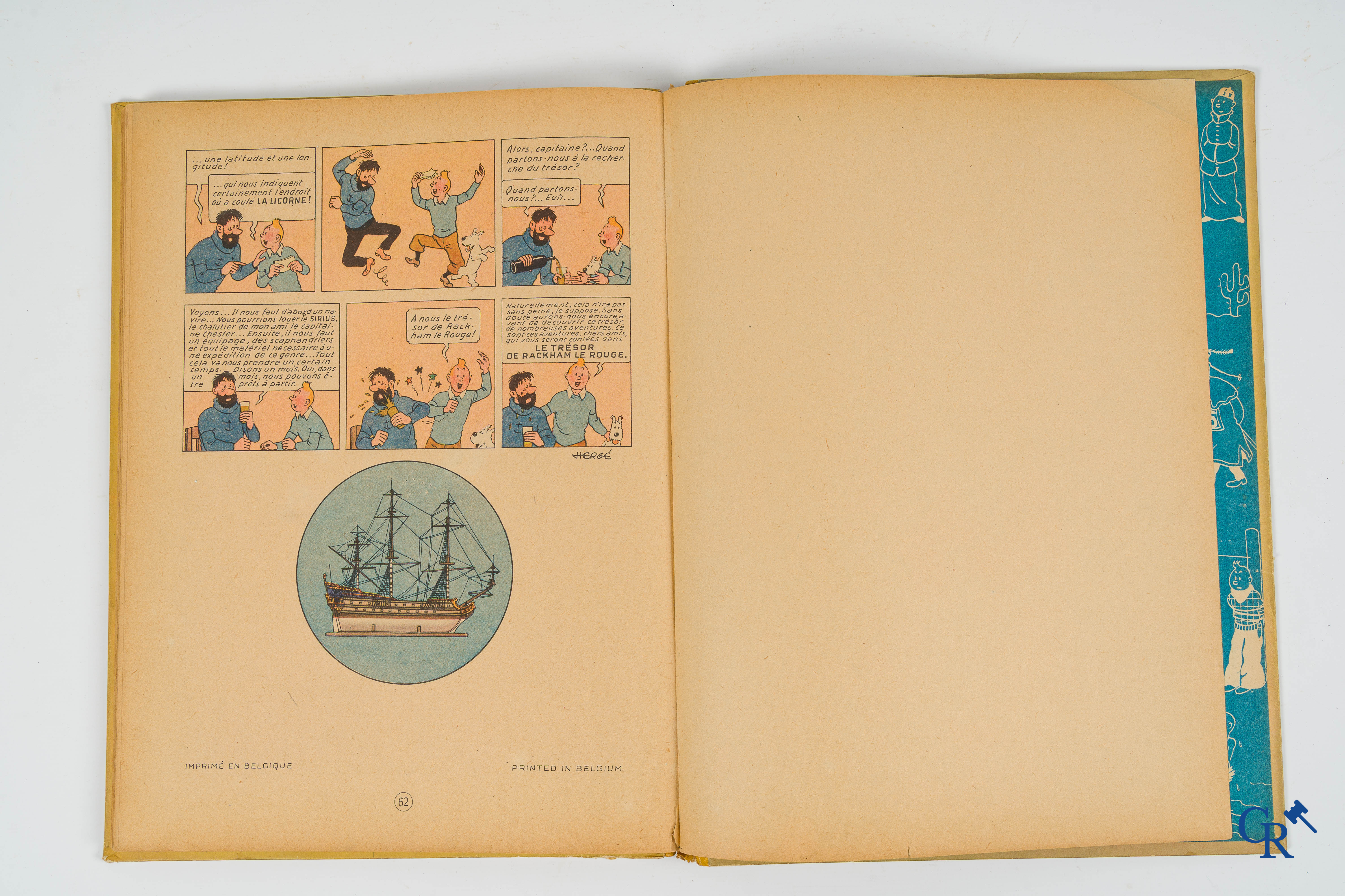 Hergé. Kuifje. Les aventures de Tintin. Le Secret de la licorne. Stripverhaal. Casterman 1946. Imprimé en Belgique.