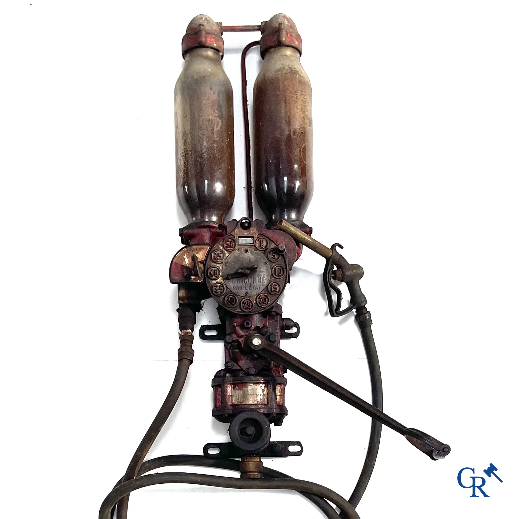 Automobilia. 20'er jaren benzinepomp in originele staat met globes in glas. Carbox S.A.
