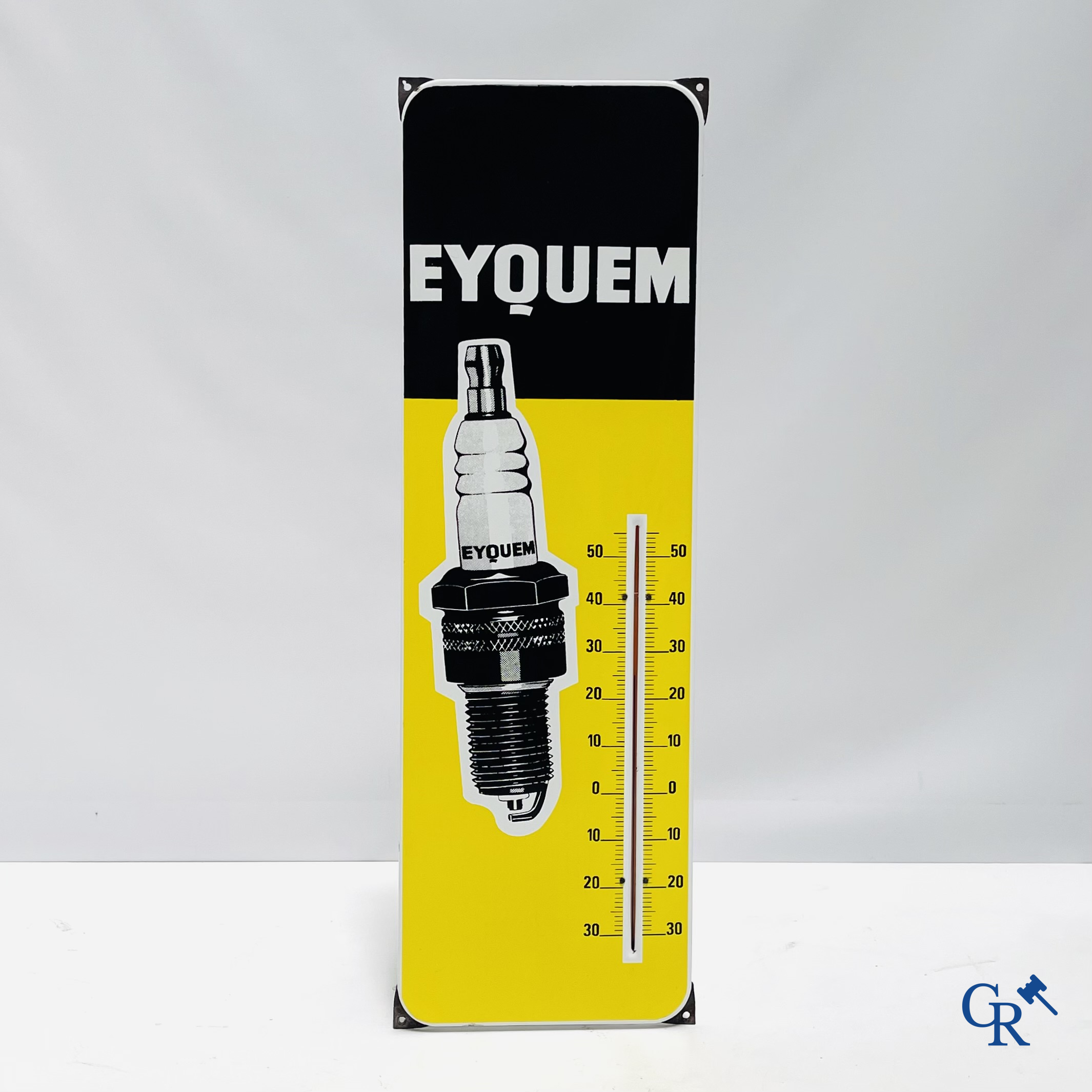 Bougies Eyquem, emaille reclamebord met ingewerkte thermometer. 60'er jaren.