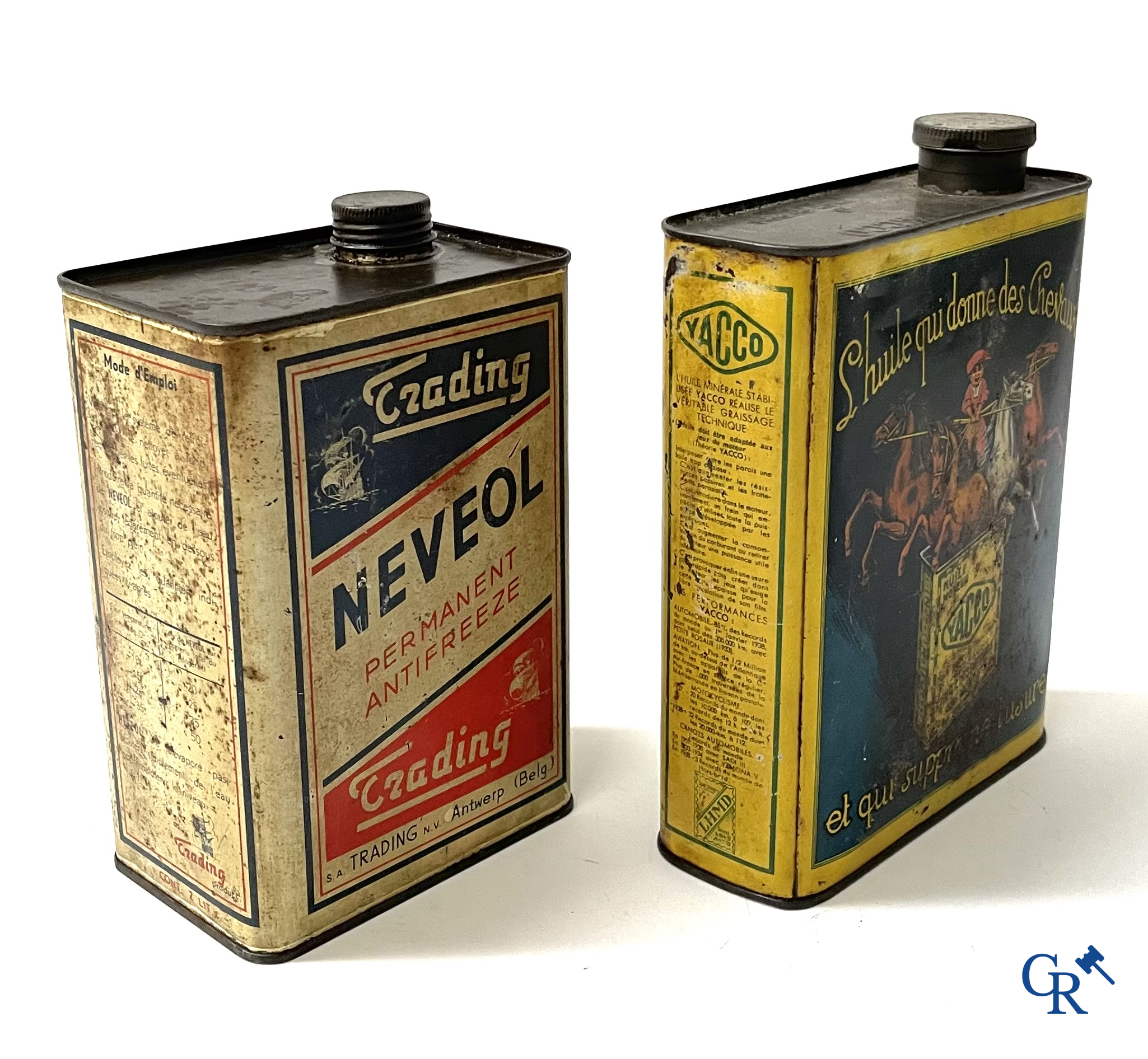 Automobilia. 8 Olieblikken. Atlantic, Cotriol Sport, Denicol, Gulf, Neveol Trading, Yacco, RBP. Jaren '40-'50.