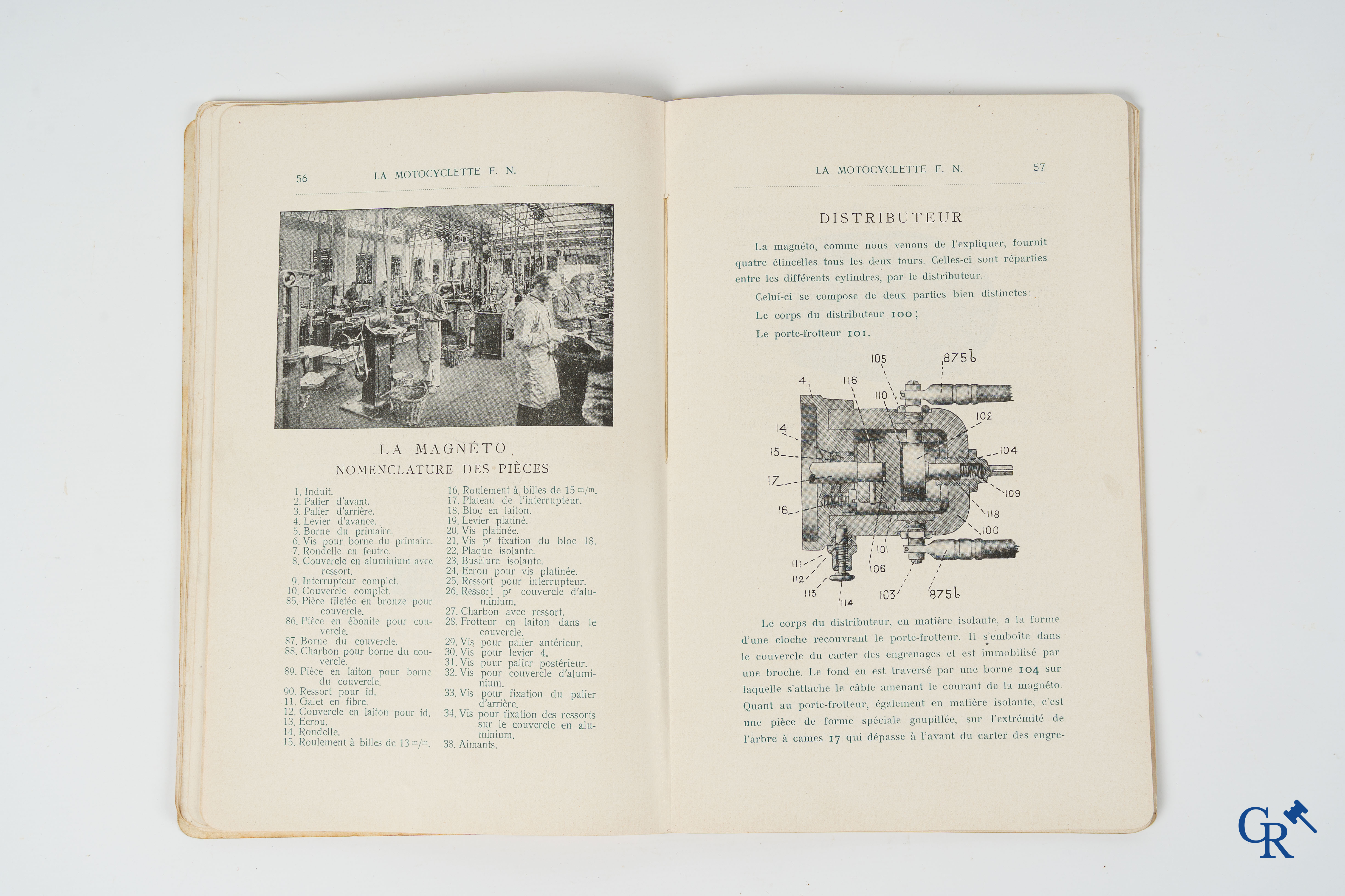 FN. Fabrique Nationale, Herstal-Luik. Originele onderhoudsboek voor de 4 cylinder motorfiets F.N., model 1907.