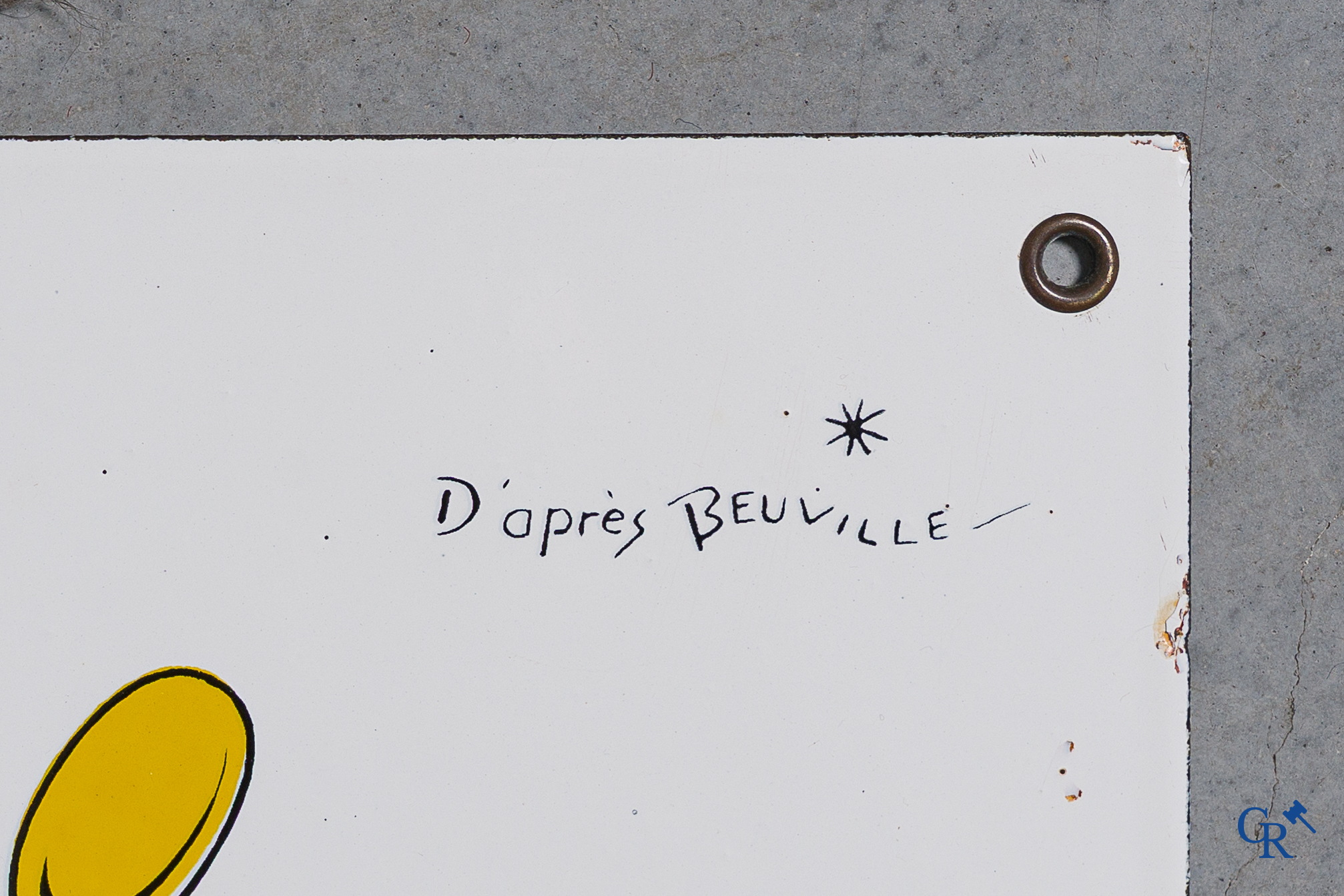 Georges Beuville (1902-1982) Le Roi G.R.A.P. Emaille reclamebord, zeldzame grote versie. Emailleries du Loiret.