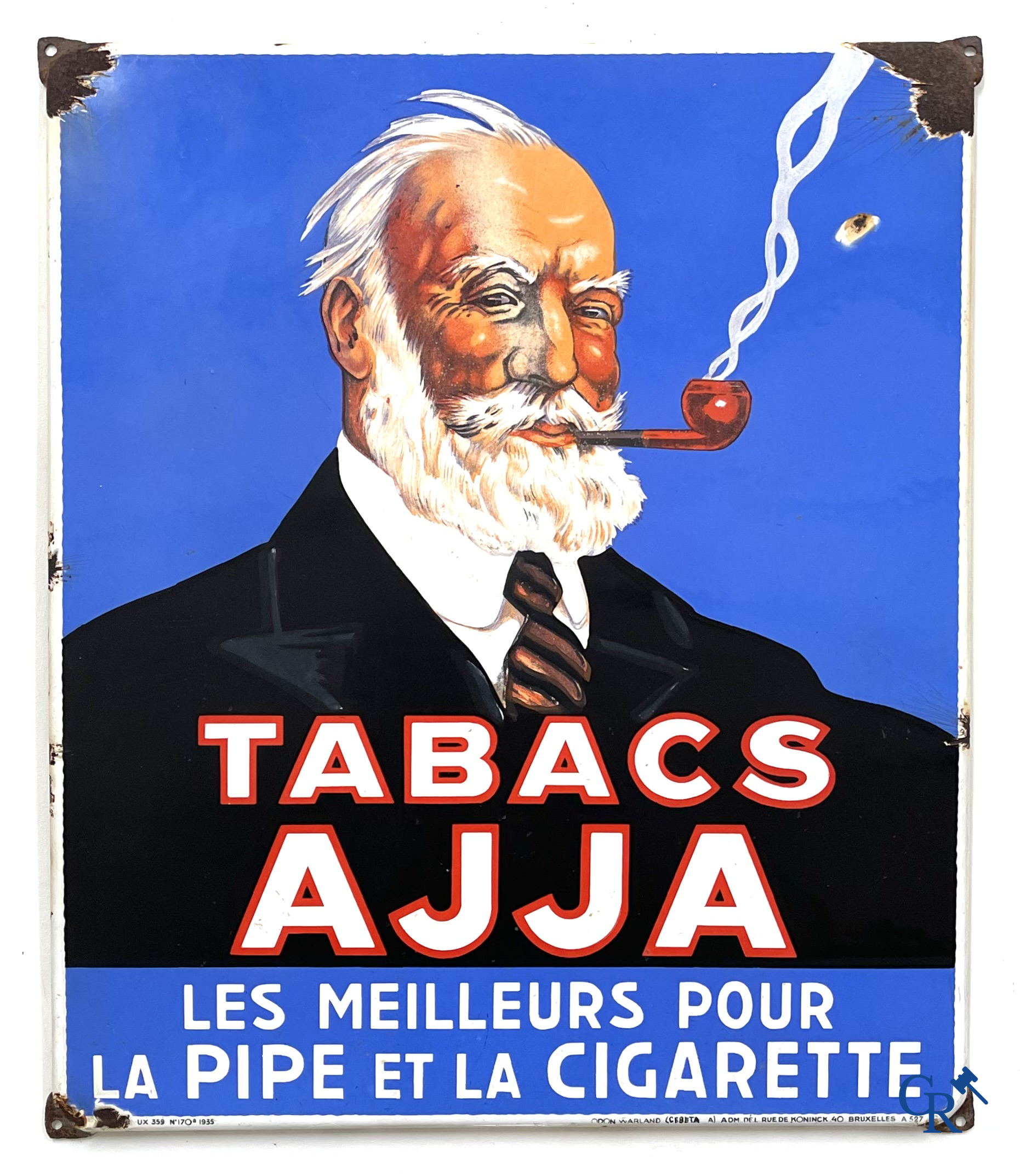 Tabacs Ajja, Emaille reclamebord voor tabaksproducten Ajja.
