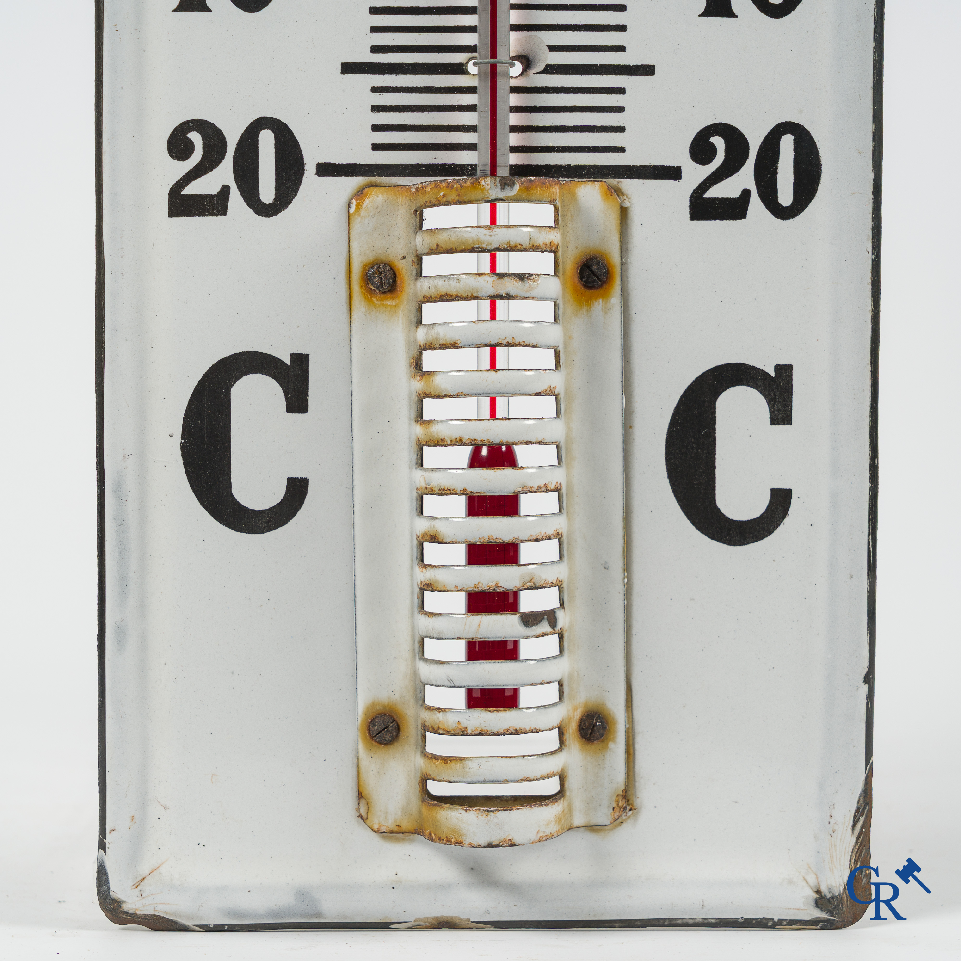 Castrol, Huile pour moteurs. En vente ici. Publiciteits thermometer voor Castrol motor olie. Jaren '20-'30.