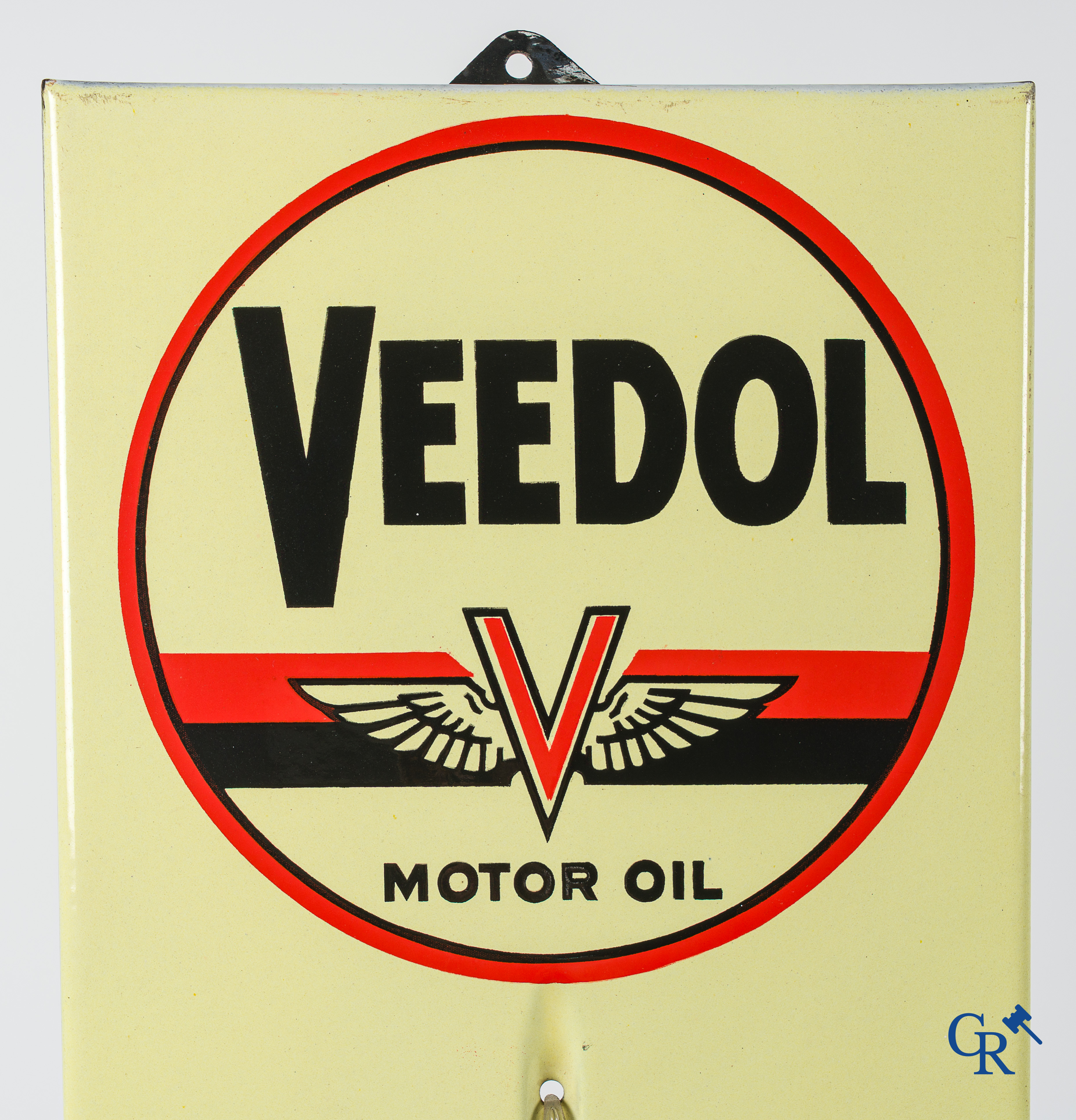 Veedol motor oil. Grote publiciteits thermometer met origineel opgeschroefde Pin-up. Foremail 1954.