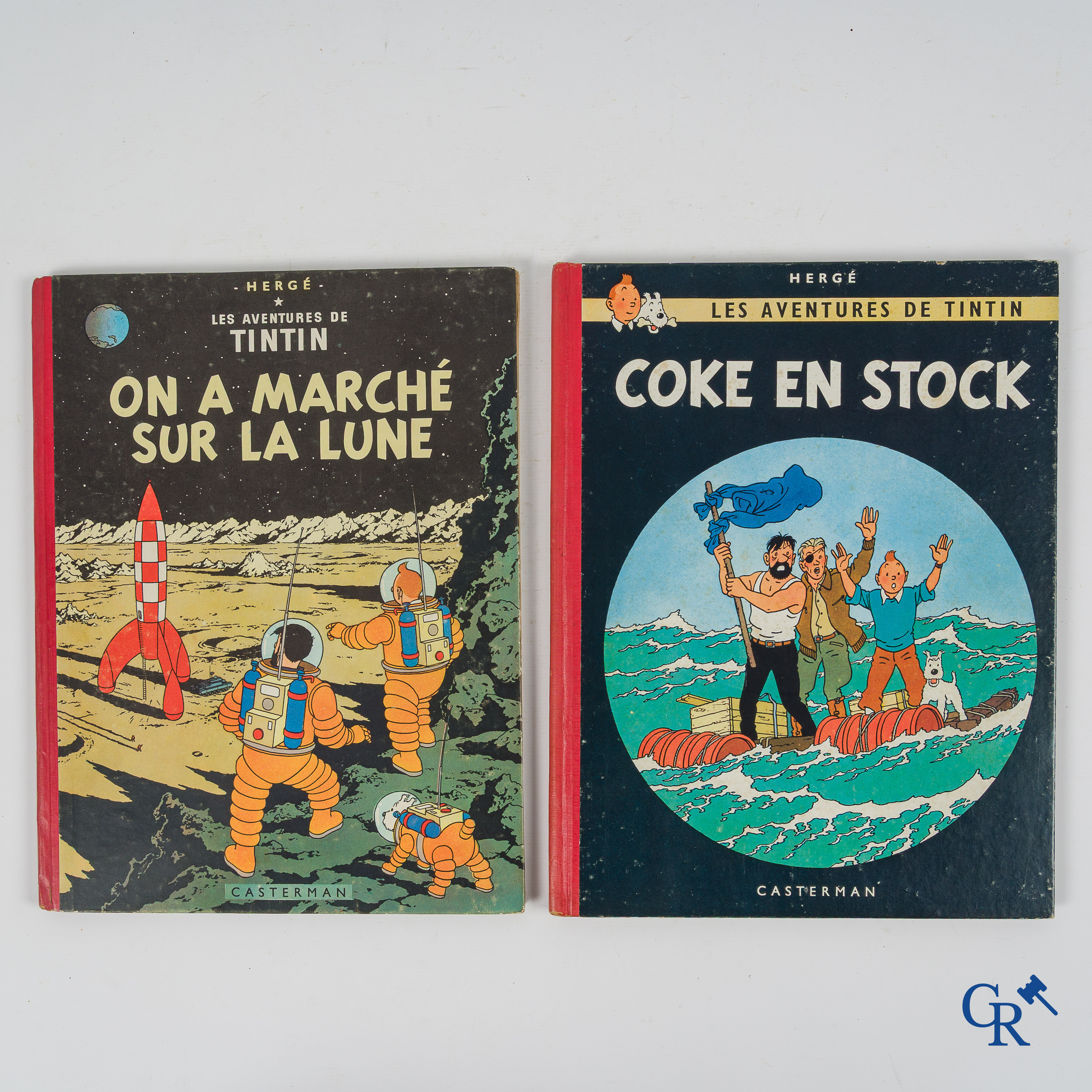 Hergé. Les aventures de Tintin. Kuifje, 2 stripverhalen. "Coke en stock" en "On a marché sur la lune". Casterman.
