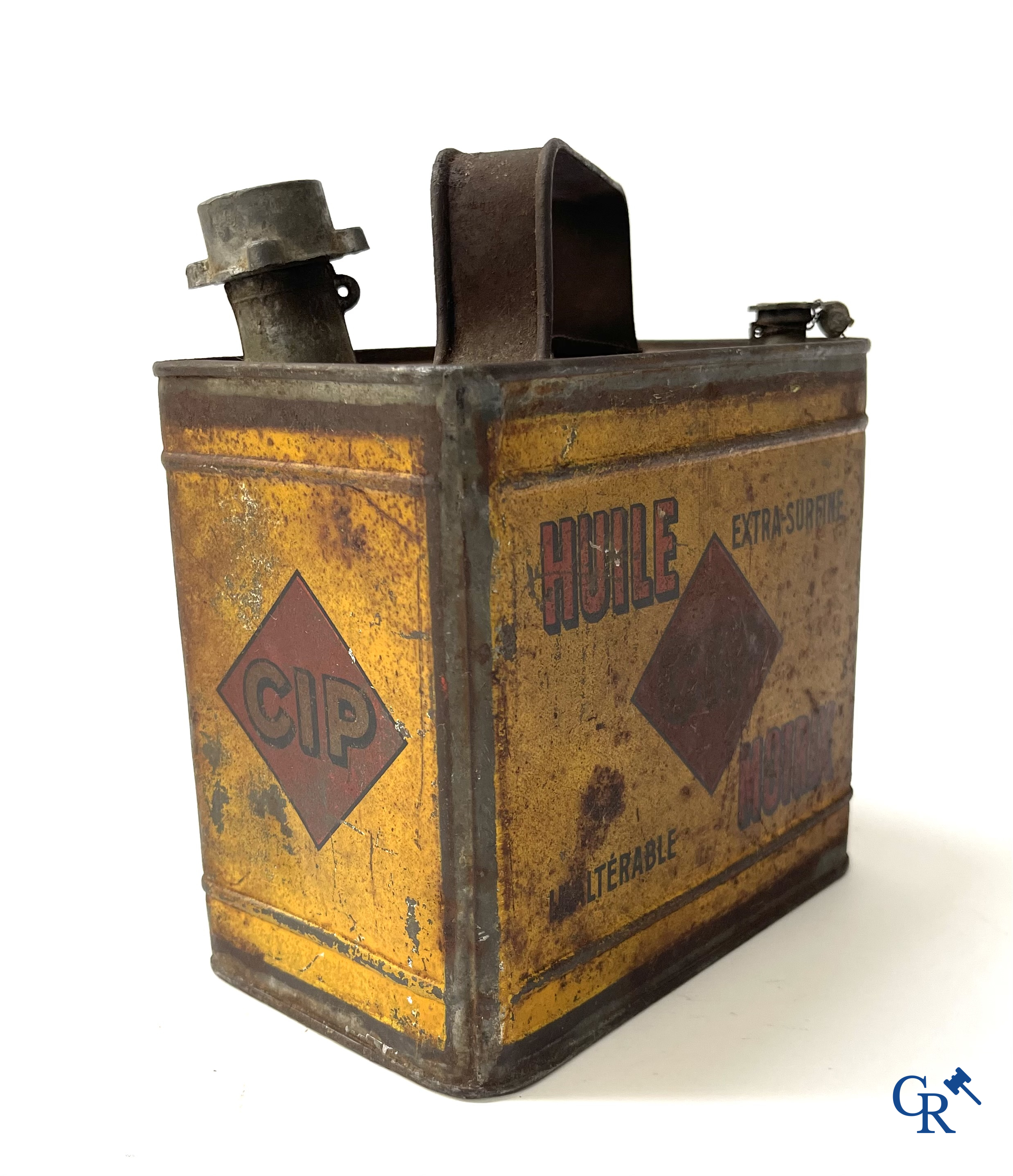 Automobilia. 3 vroege olieblikken voor motorolie. Huile Renault, Huile CIP Motrix, Huile Vitesse. Circa 1920.