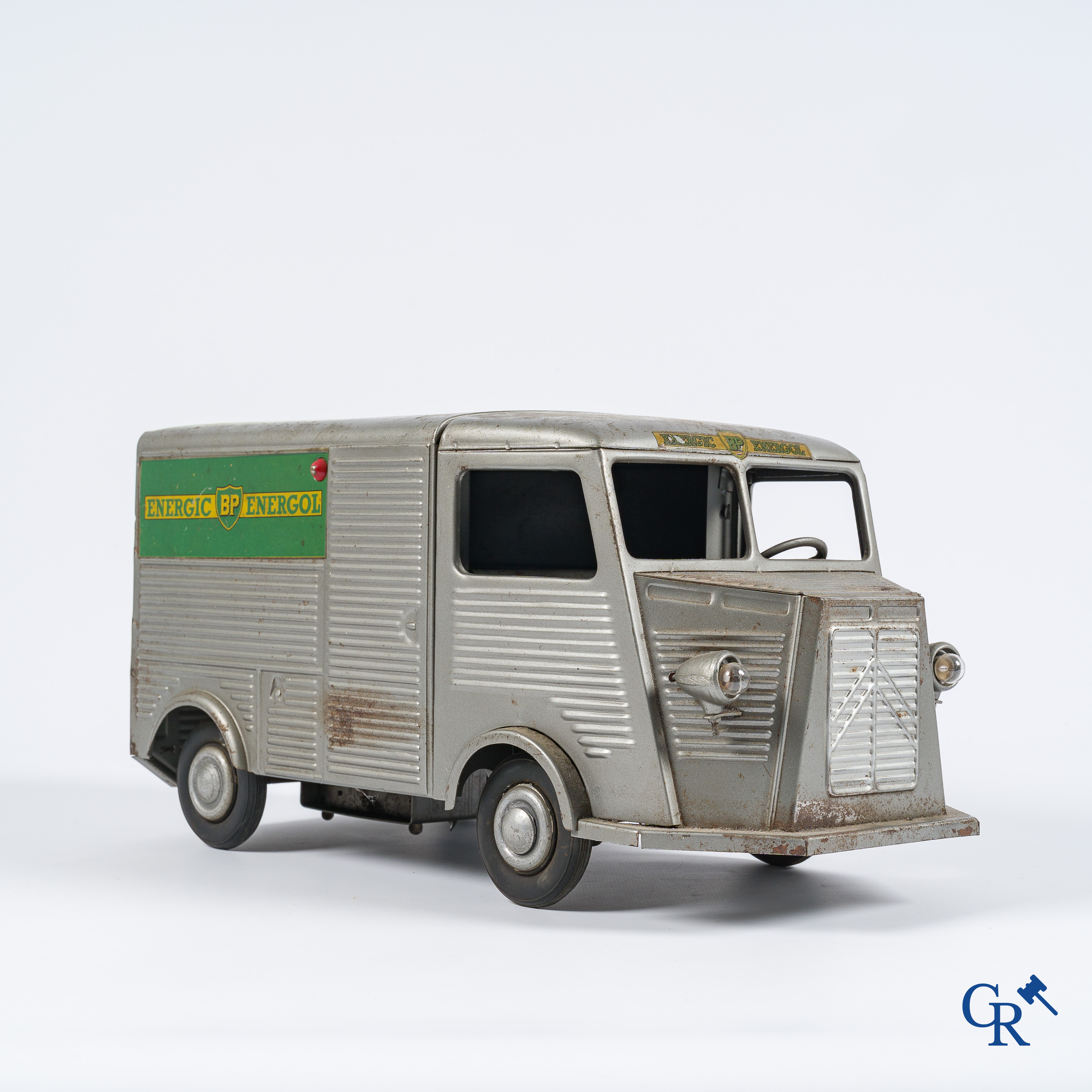 JRD, Made in France. Citroën Type H in grijs gelakt metaal met publiciteit voor Energic BP Energol. Jaren '50.