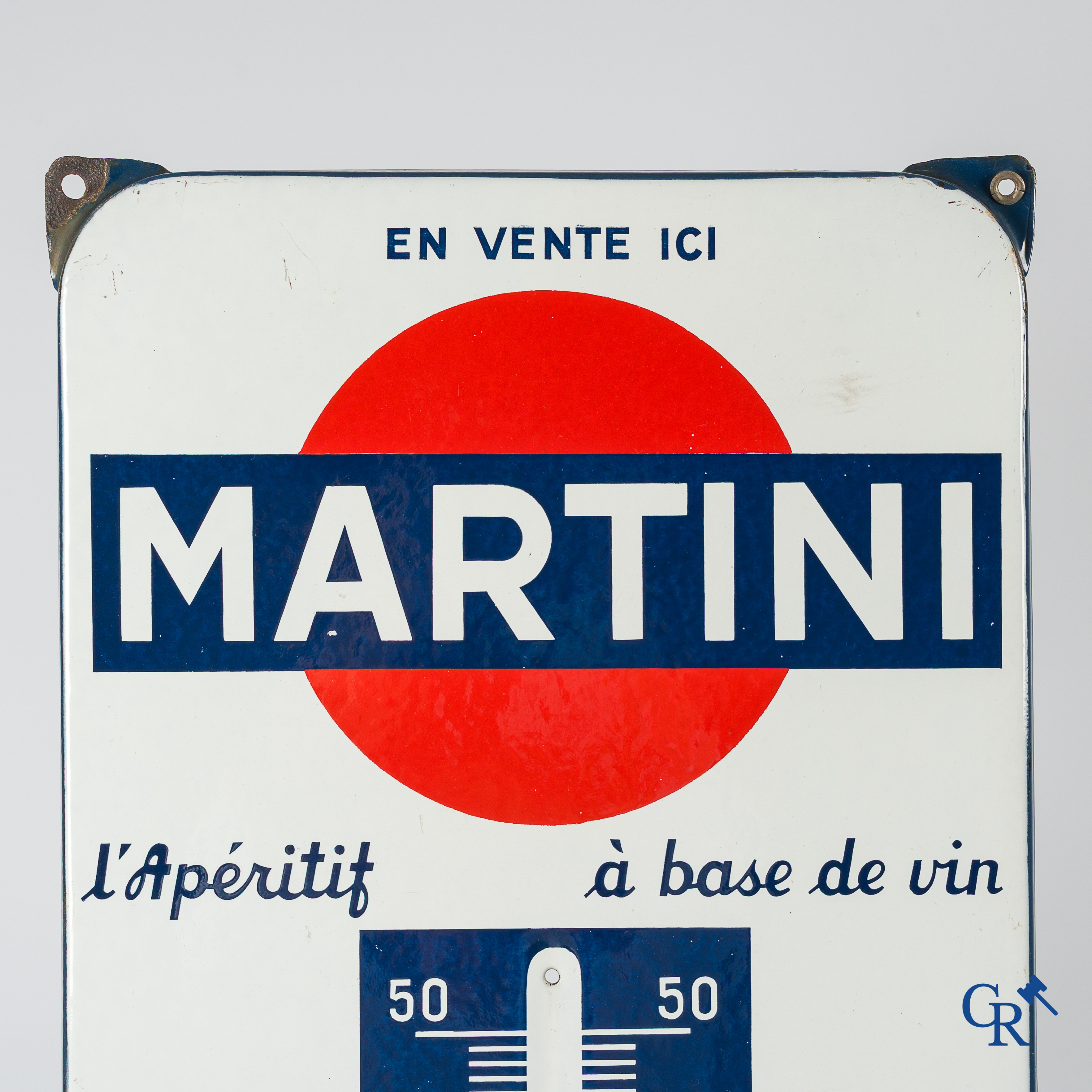 Martini, l'Apéritif à base de vin. Grote publiciteitsthermometer voor Martini. Jaren '50.