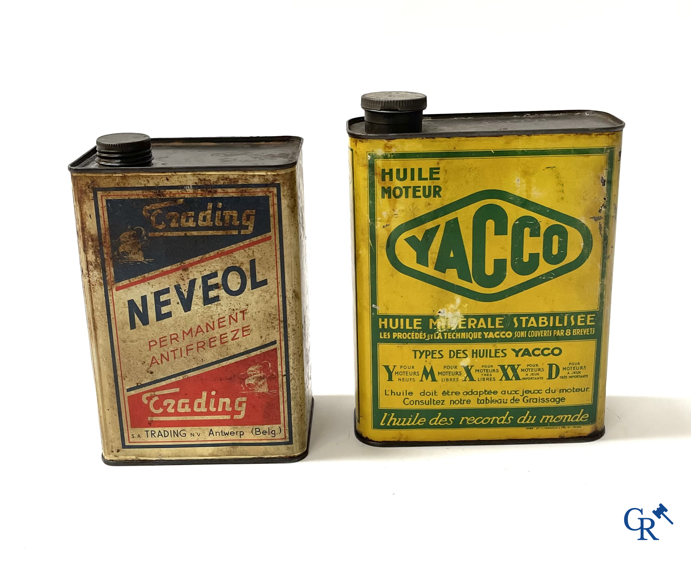 Automobilia. 8 Olieblikken. Atlantic, Cotriol Sport, Denicol, Gulf, Neveol Trading, Yacco, RBP. Jaren '40-'50.
