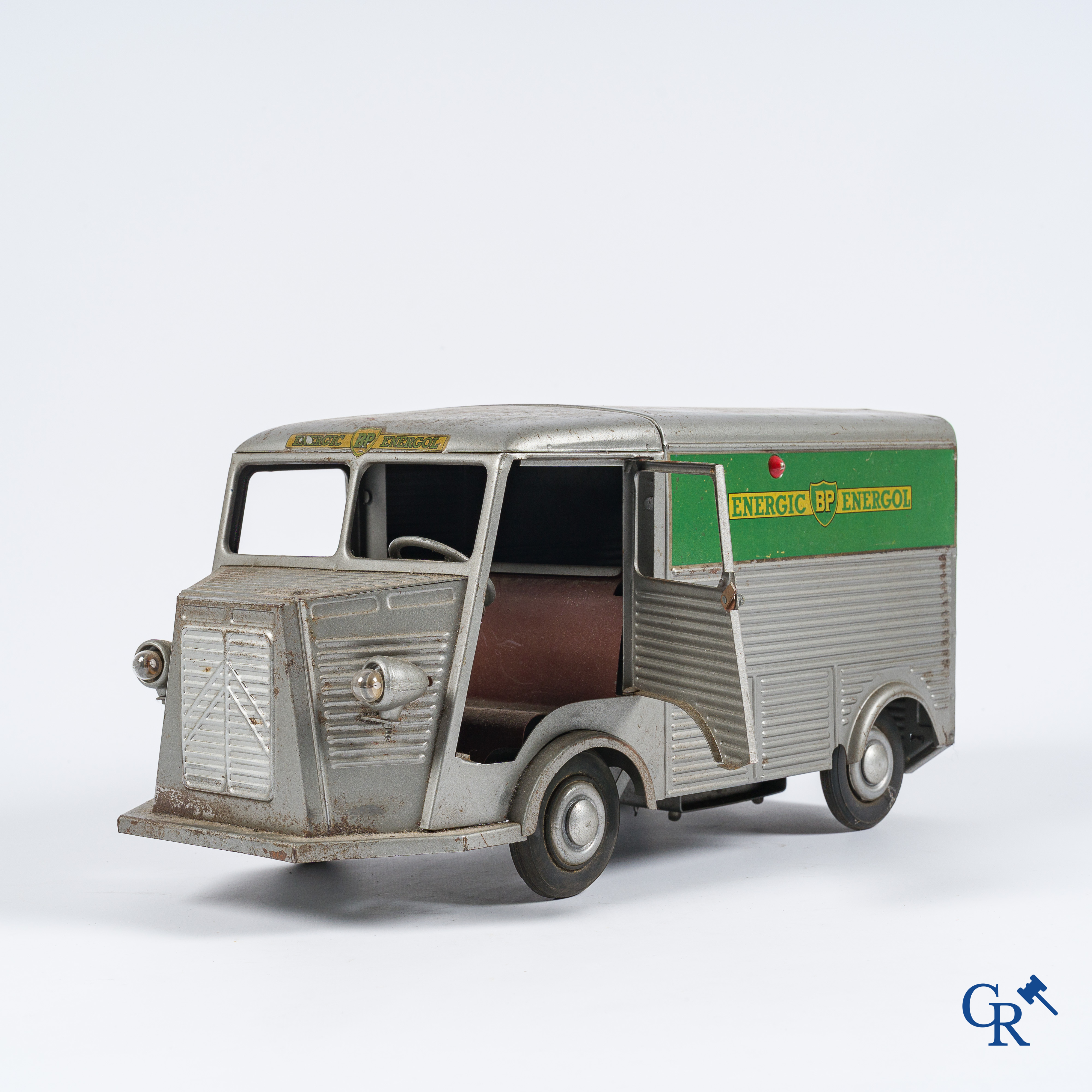 JRD, Made in France. Citroën Type H in grijs gelakt metaal met publiciteit voor Energic BP Energol. Jaren '50.