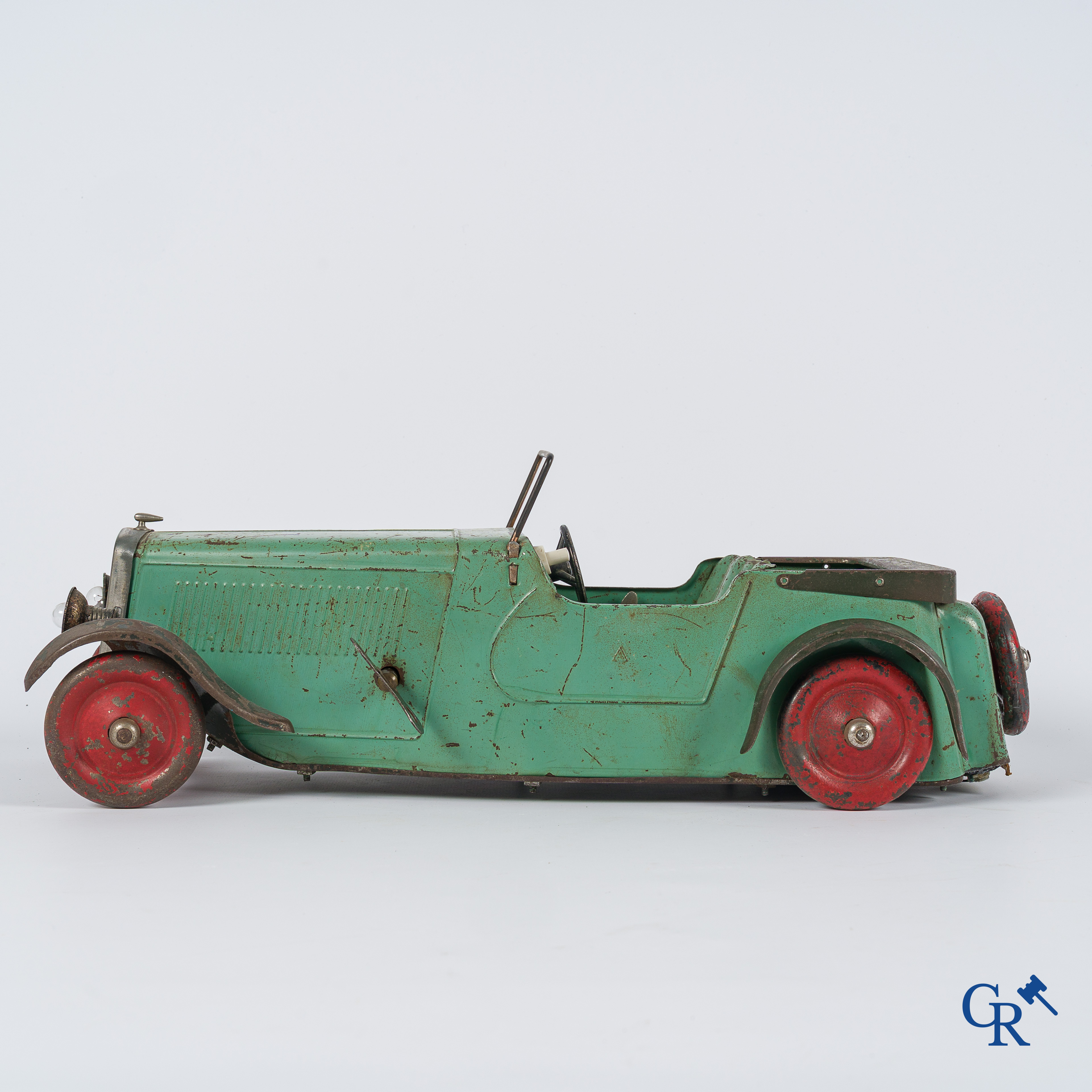 Oud speelgoed. Tri-ang Magic Sports car. MT4. Metaal met opwindmechanisme. Jaren '30.
