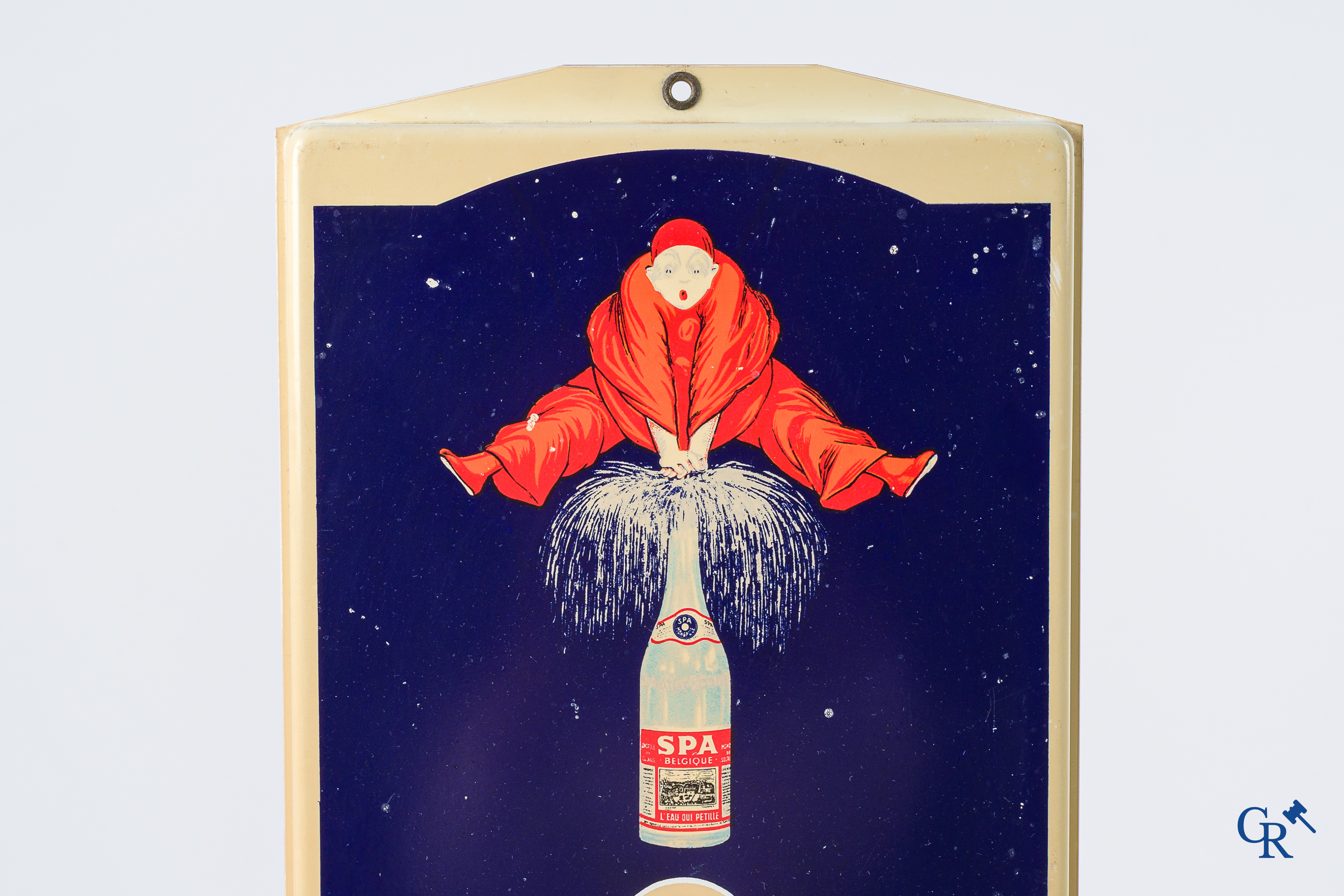 Spa, Reclamethermometer in hard plastiek voor Spa water. Zeldzame jongere versie uit de 80'er jaren. Rob. Otten. 1984.