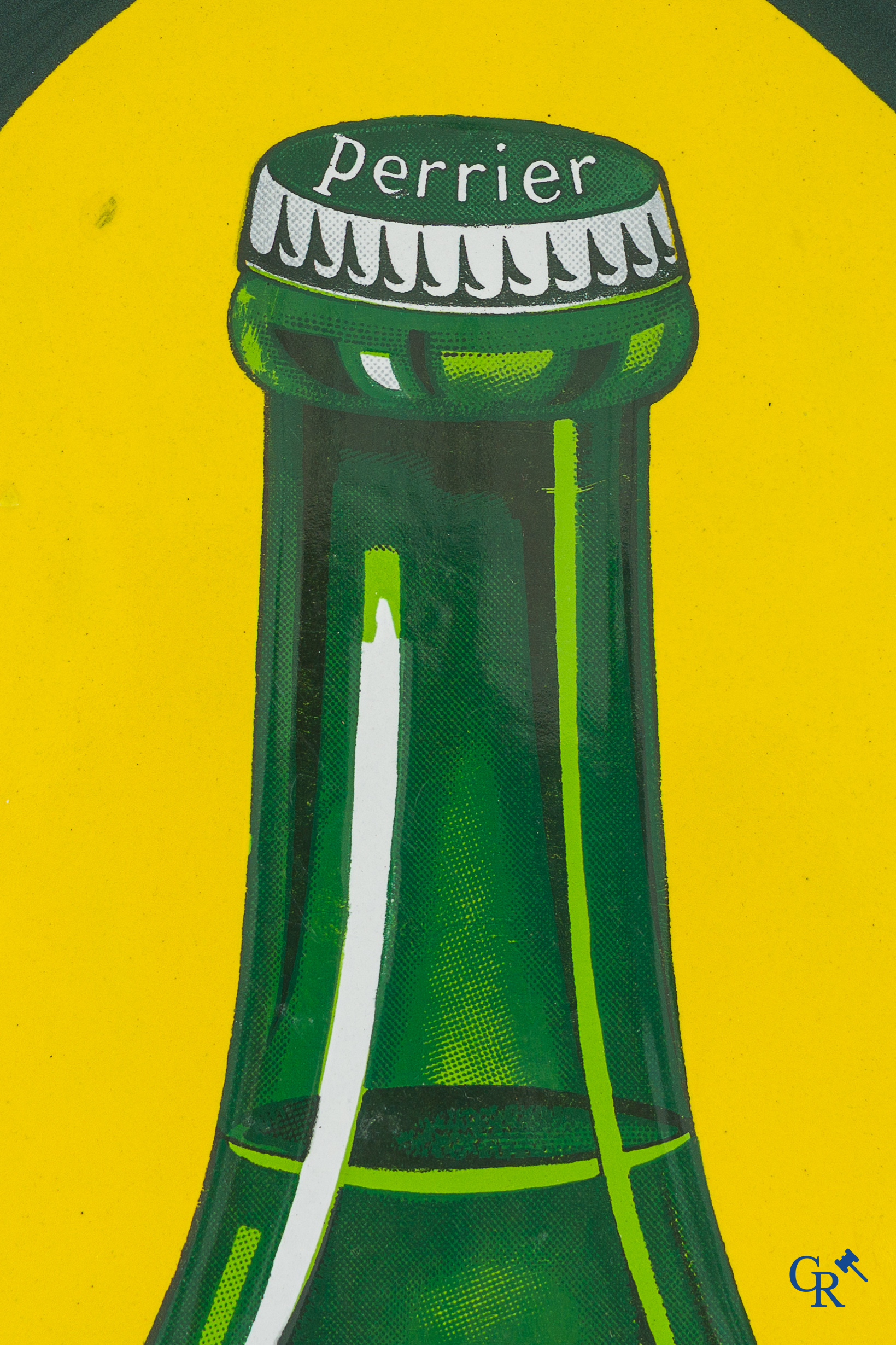 Perrier. Emaille reclamebord voor het bronwater van Perrier. Emaillerie Alsacienne Strasbourg. 30'er jaren.