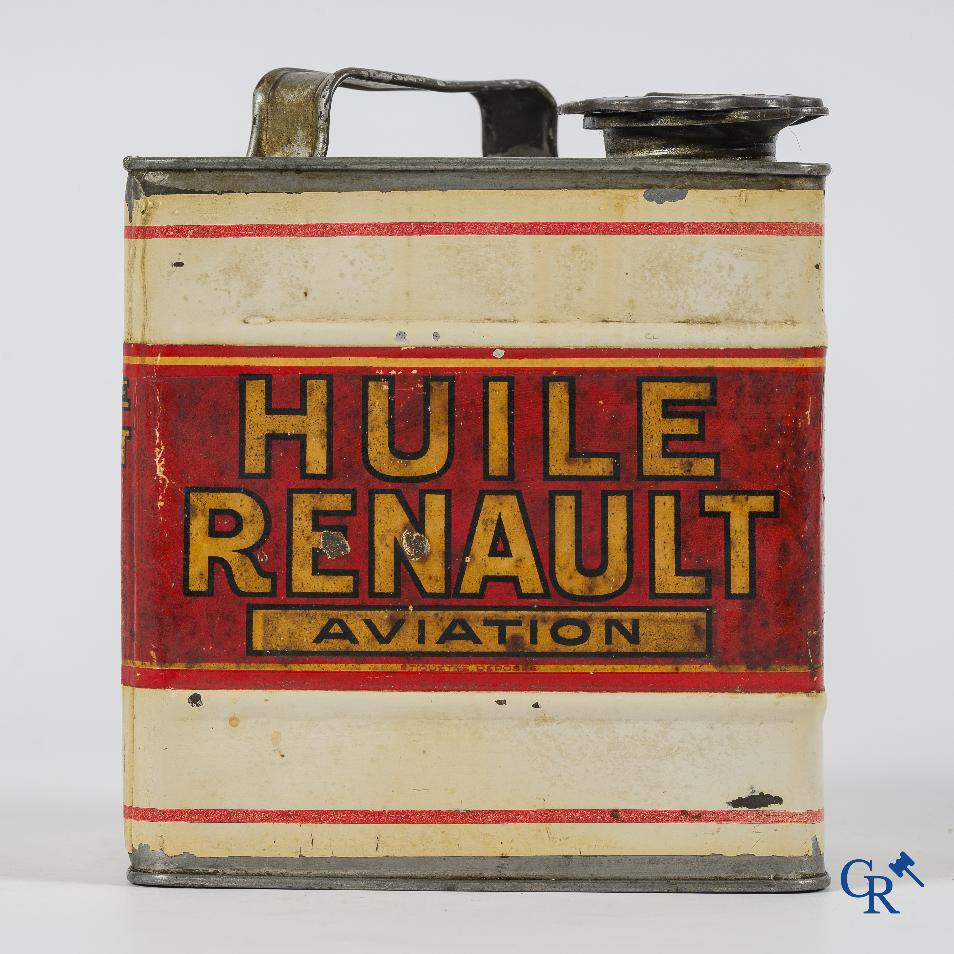 Automobilia. Olieblik. Huile Renault Aviation, Huile minérales pour automobiles. Jaren '30.