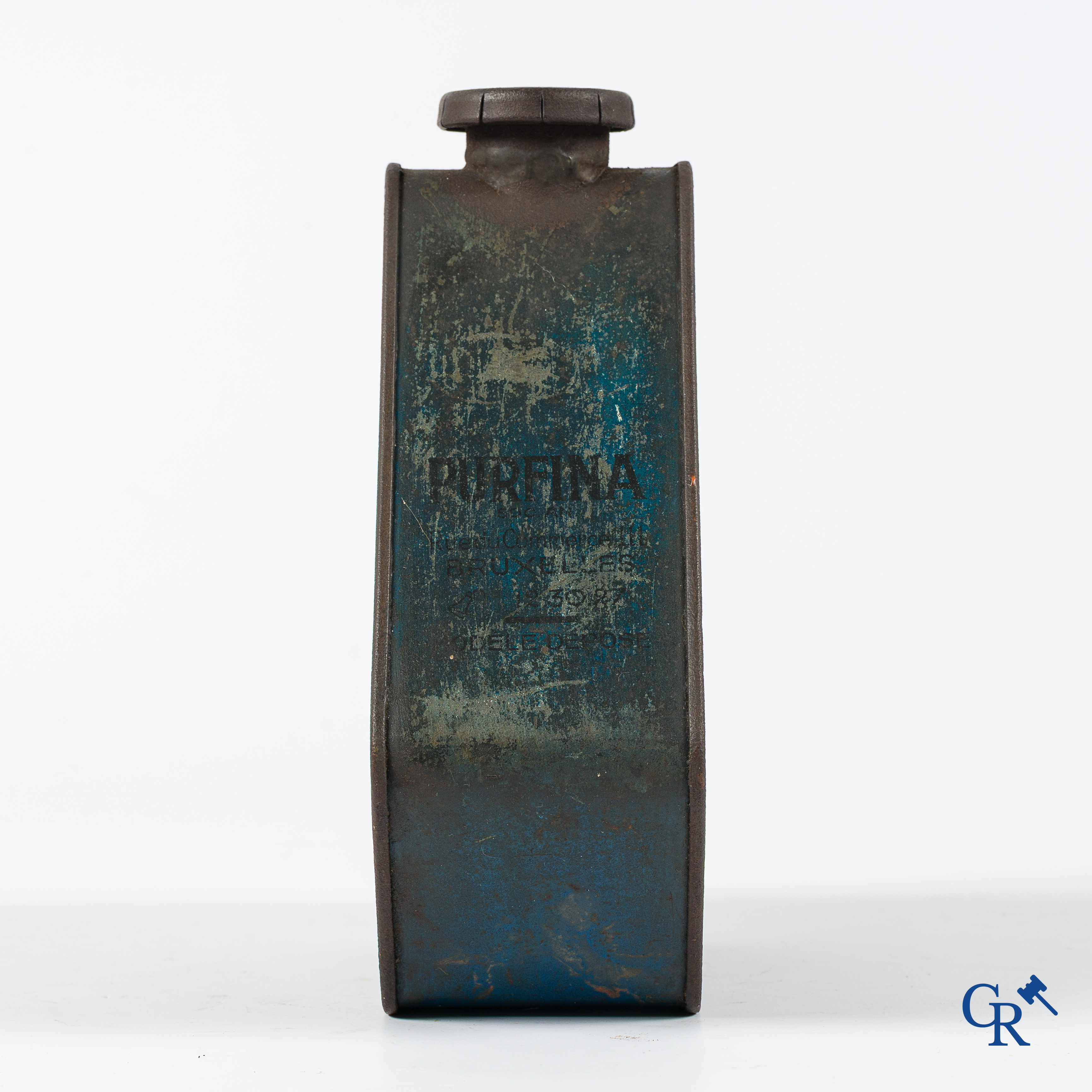 Automobilia. Huile Purfina Sport. 5-hoekig of pentagoon olieblik. Circa 1910-1920.