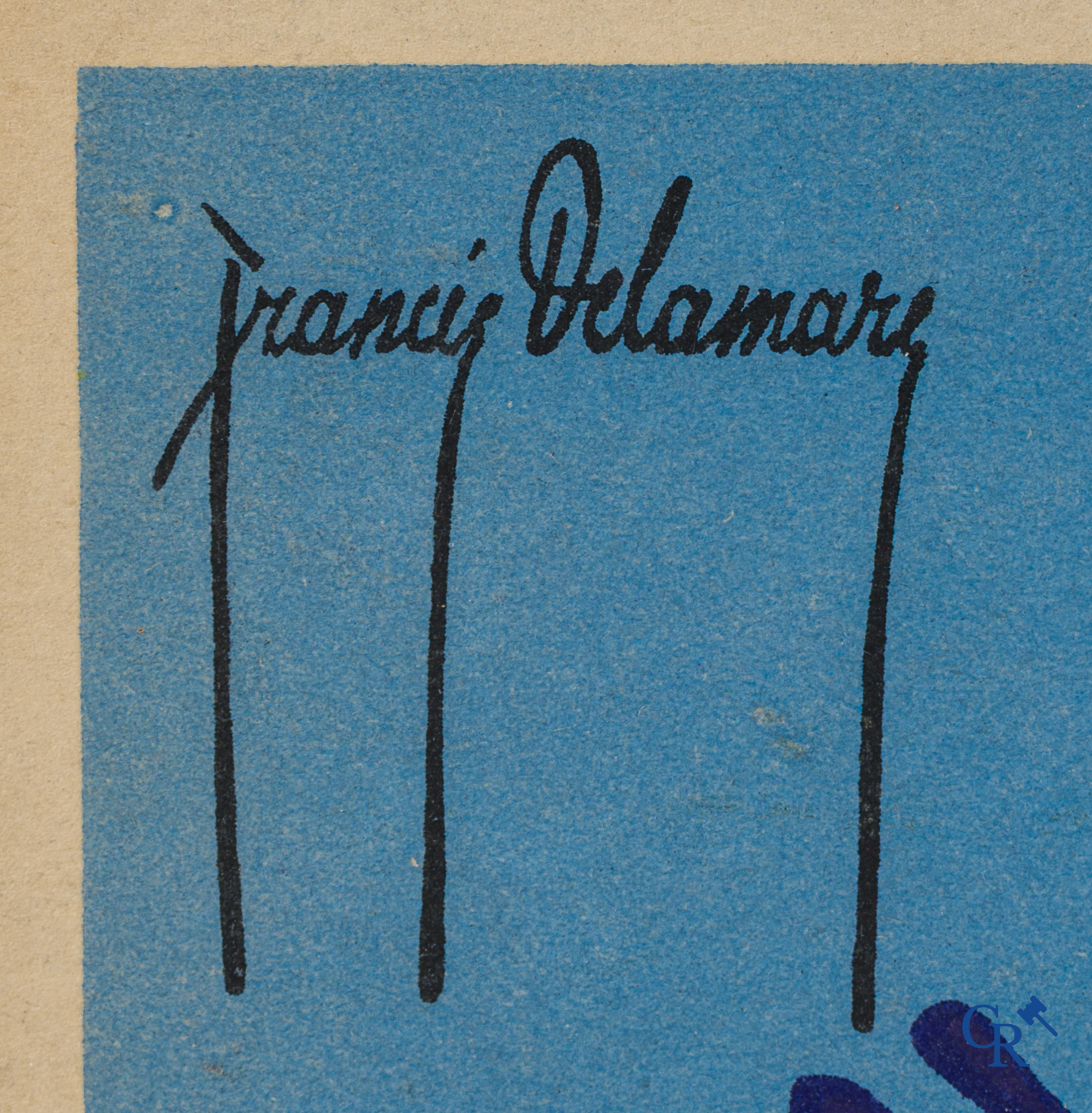 Francis Delamare (1895-1972) Dubbelzijdig en tweetalig publiciteitskarton voor de producten van Thermic.