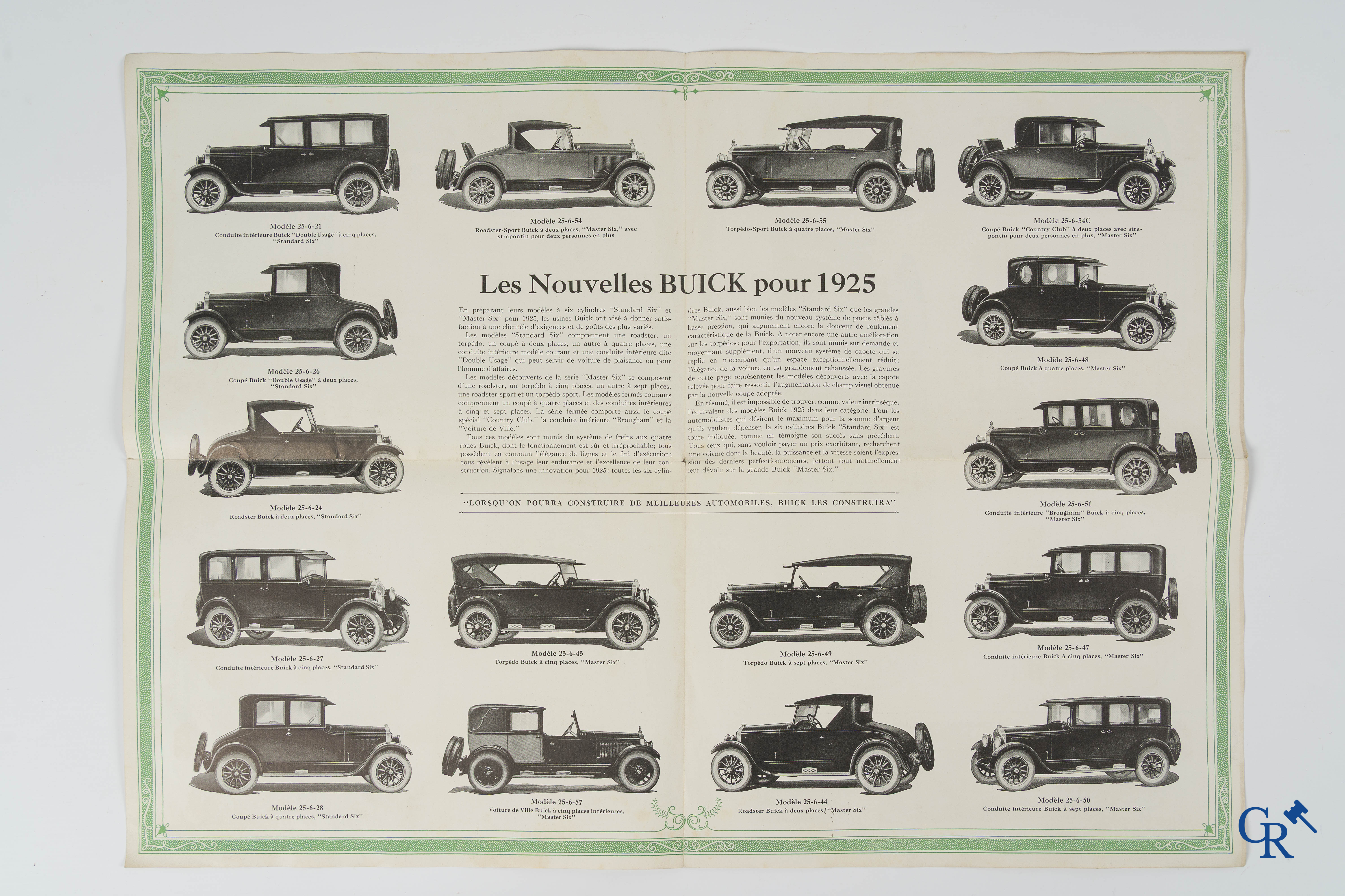 Automobilia. Buick. Luxueuse opvouwbare publiciteitsfolder voor de nieuwe modellen Buick van 1925.
