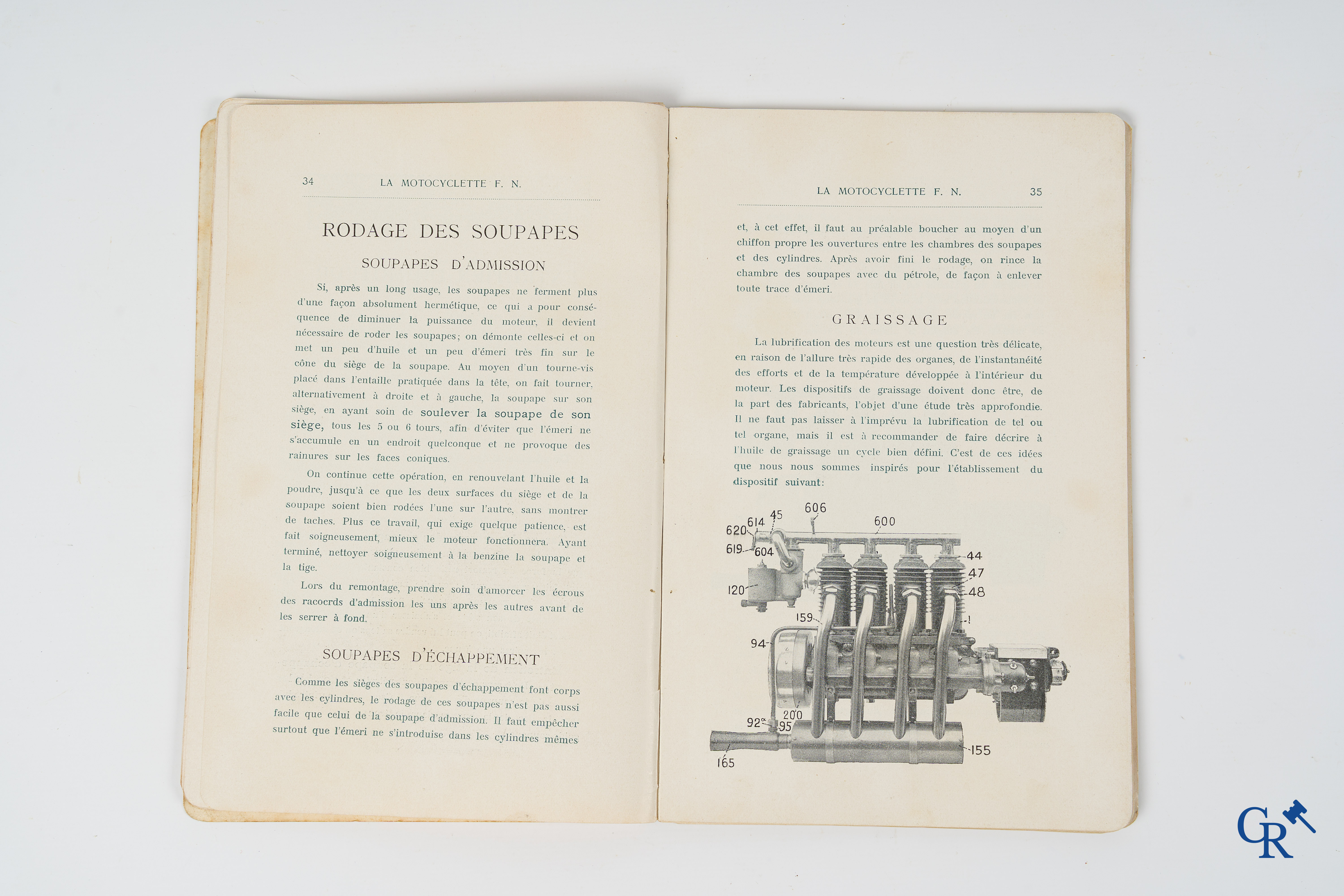 FN. Fabrique Nationale, Herstal-Luik. Originele onderhoudsboek voor de 4 cylinder motorfiets F.N., model 1907.