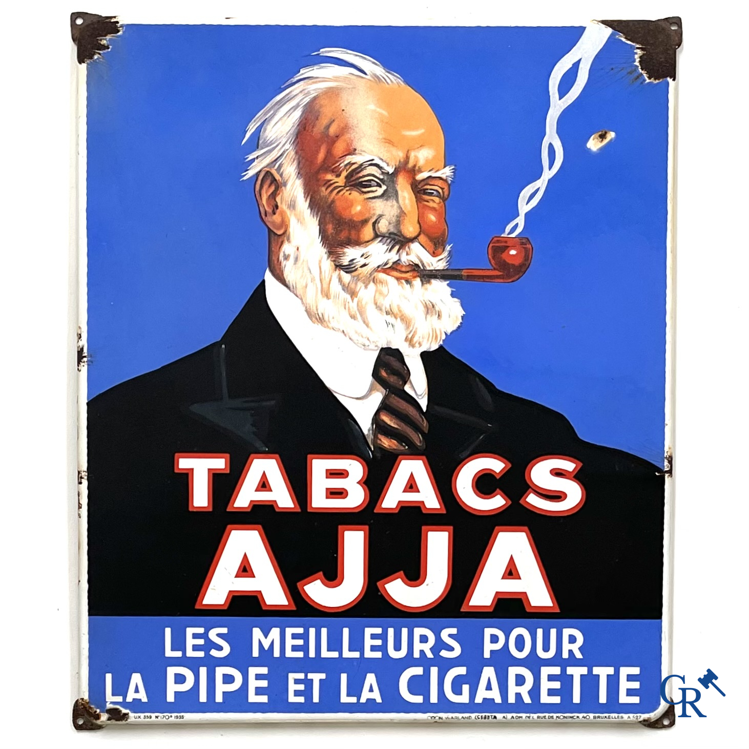 Tabacs Ajja, Emaille reclamebord voor tabaksproducten Ajja.