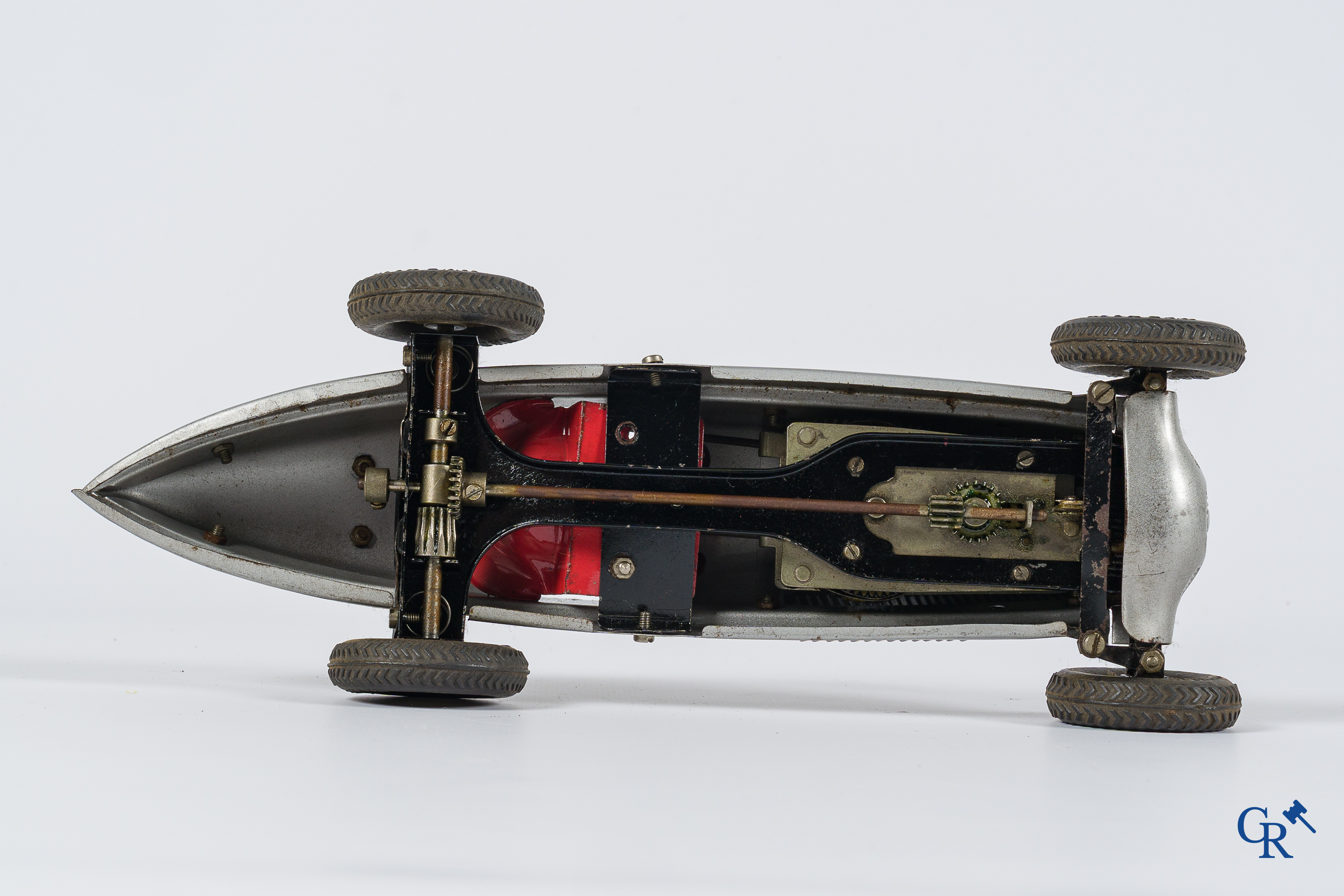 Oud speelgoed. Märklin, Mercedes-Benz racewagen. Metaal met opwindmechanisme. Jaren '30.