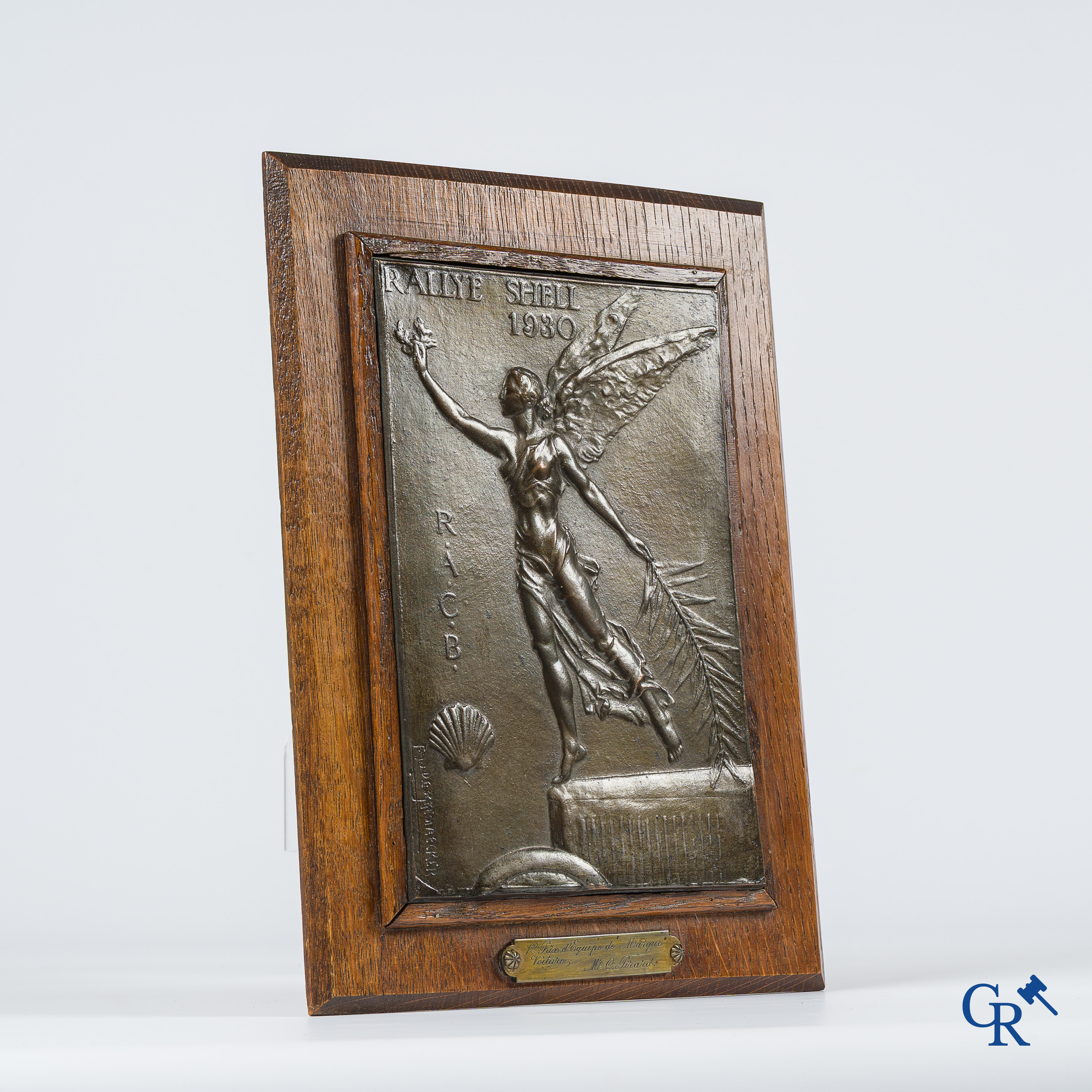 Automobilia. Auto rally troffee voor de Rally Europe - Nice - Luik van 1930, georganiseerd door Shell en de R.A.C.B.