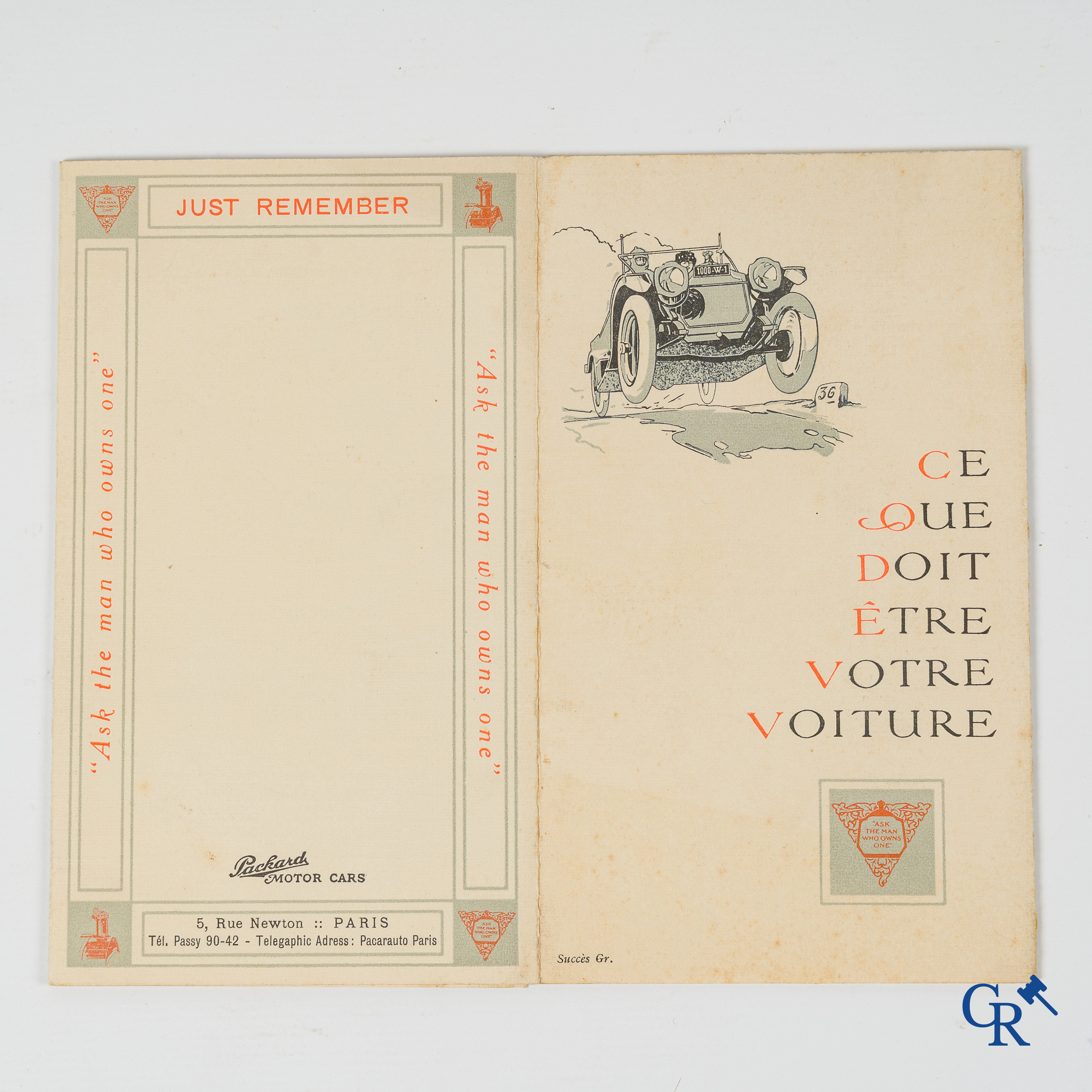 Automobilia. Packard. Luxe opvouwbare publiciteitsfolder voor Packard Motor Cars, model 1914.