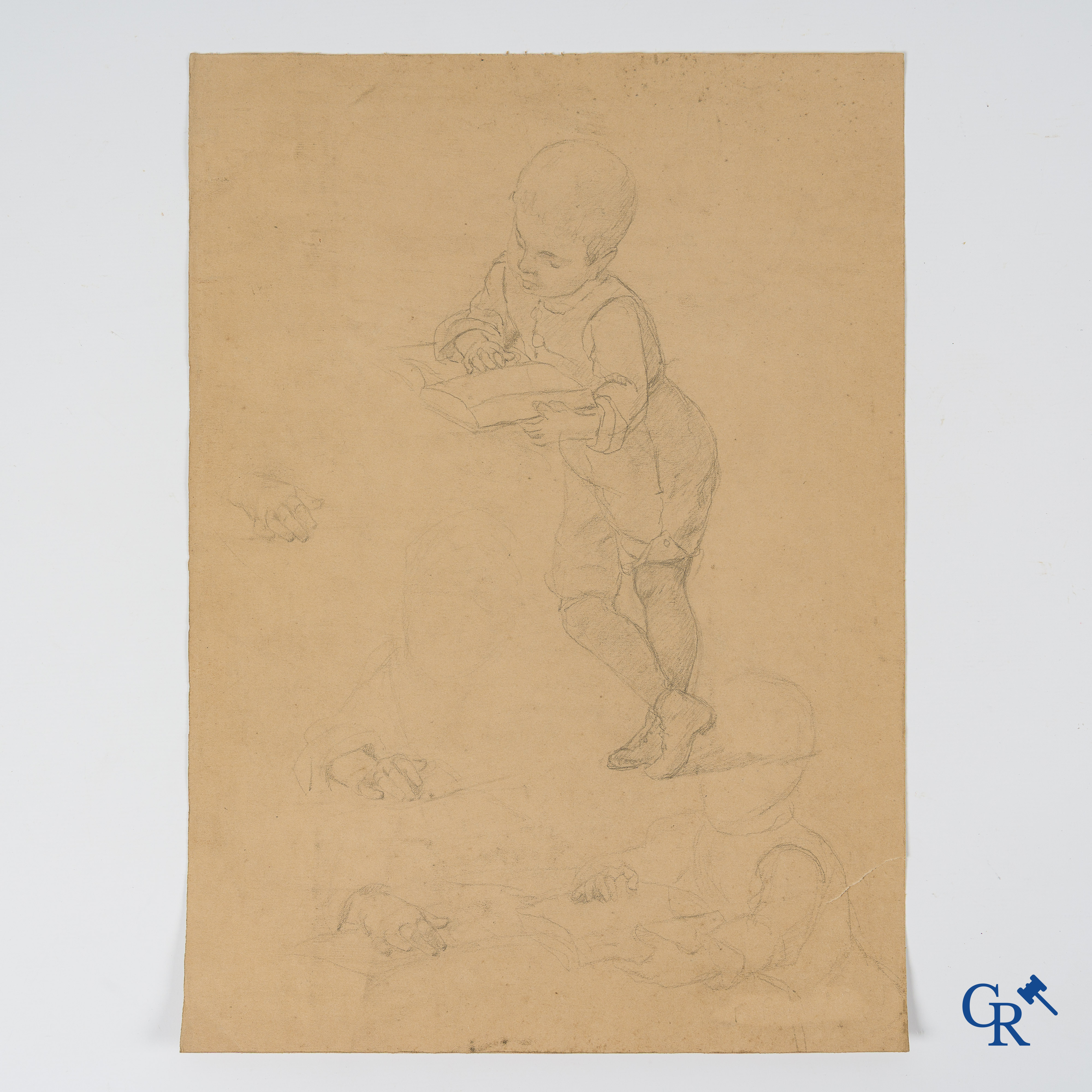 Firmin Bouisset (1859-1925) Schets van een lezende Jacques Bouisset. Potlood op papier.