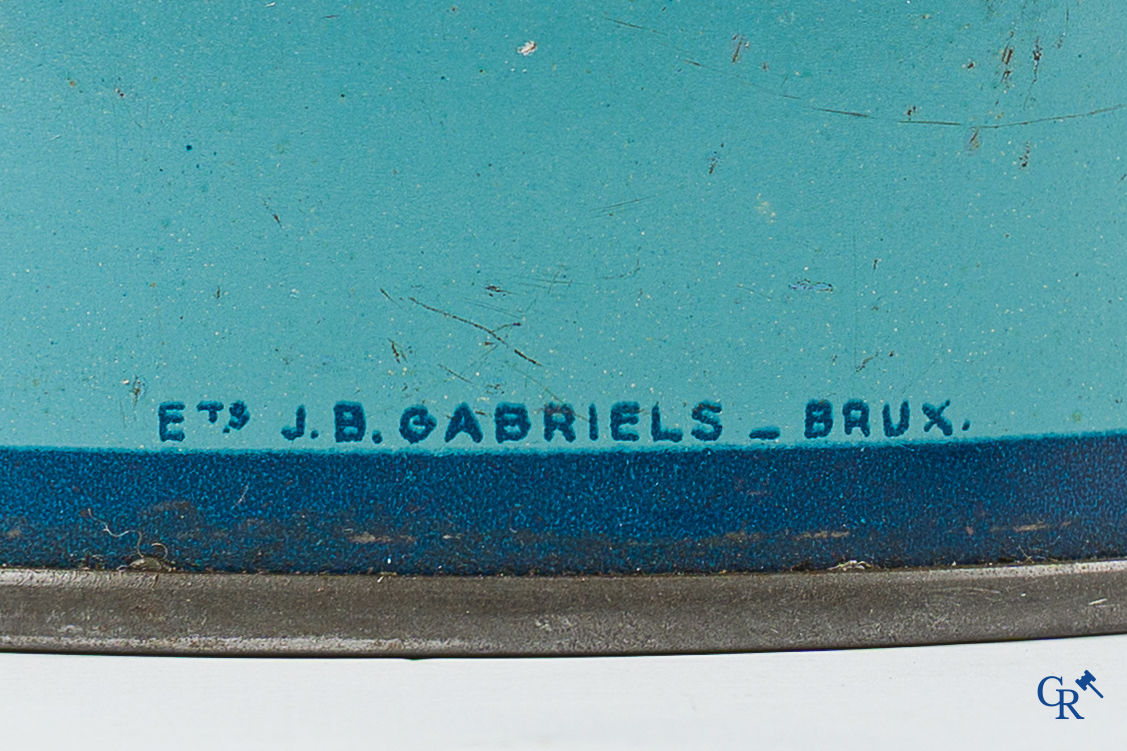 ARALUB. Aide Routière Automobile S.A. Olieblik 1L. Ets. J.B. Gabriels Bruxelles. Jaren '40.