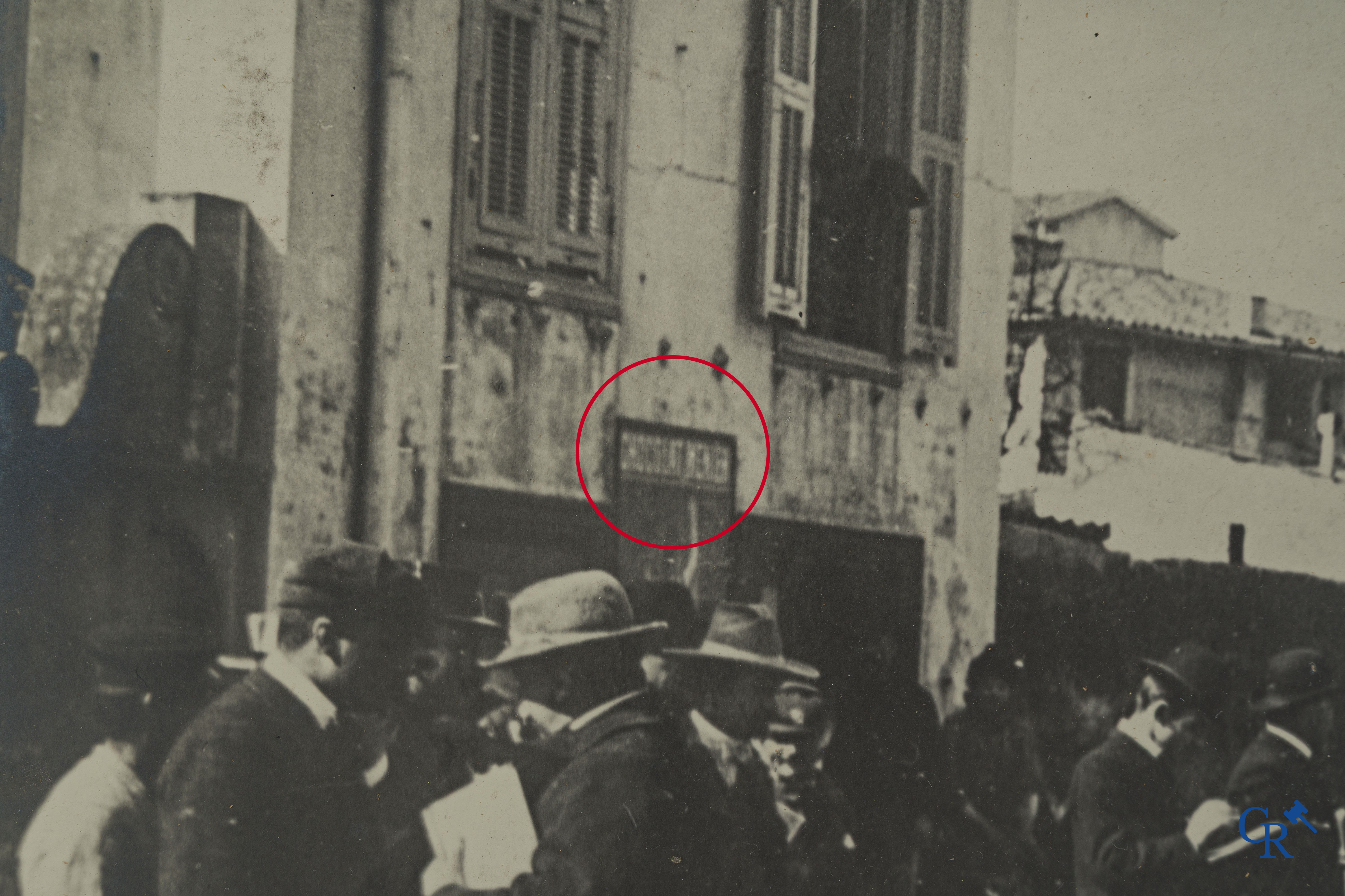 Automobilia. Fotografie, Uitzonderlijk grote foto, de start van de autorace Nice-La Turbie op 1 april 1903. Begin 1900.