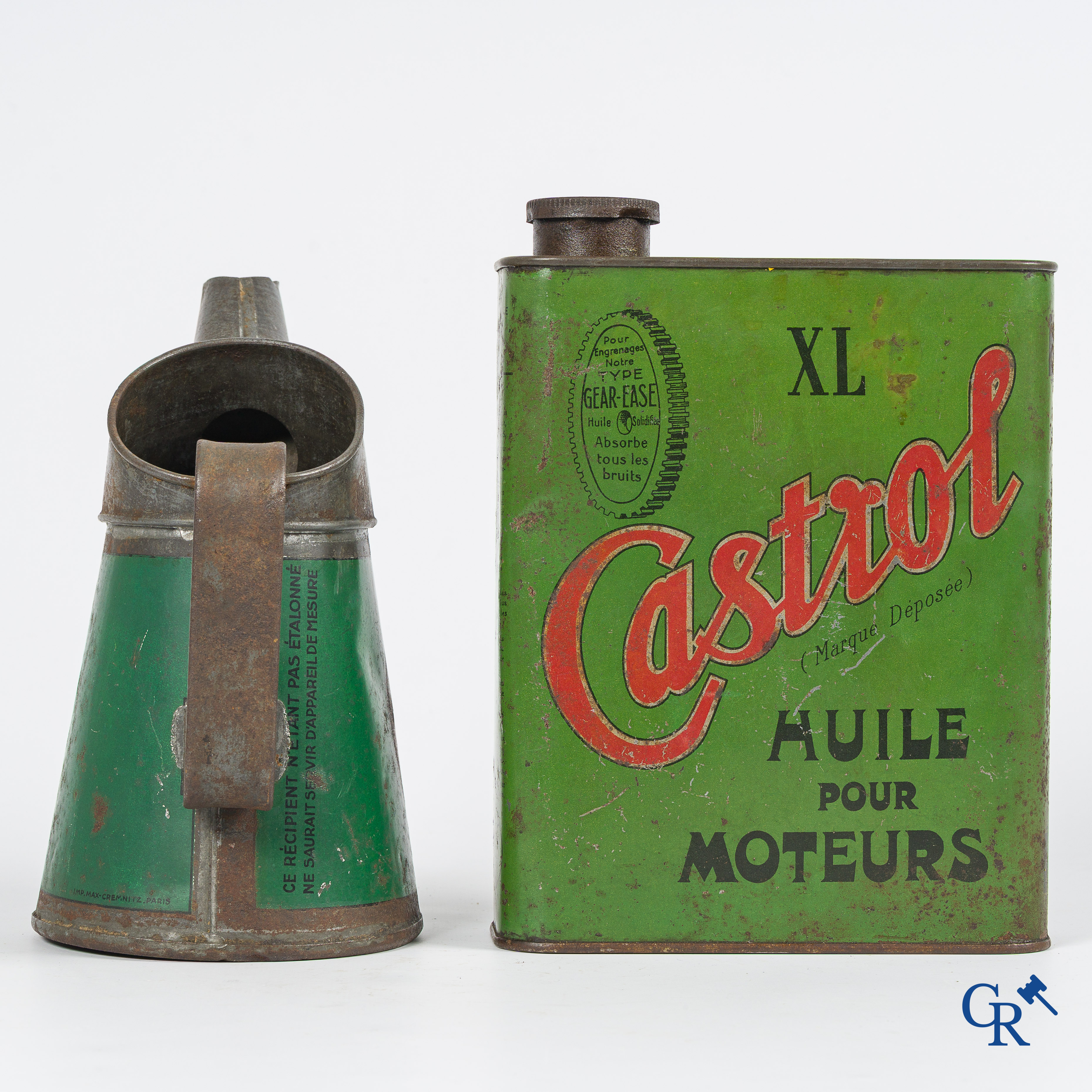 Castrol, Huile pour Moteurs. Schenkkan en olieblik voor Castrol motor olie. Frankrijk, jaren '30.